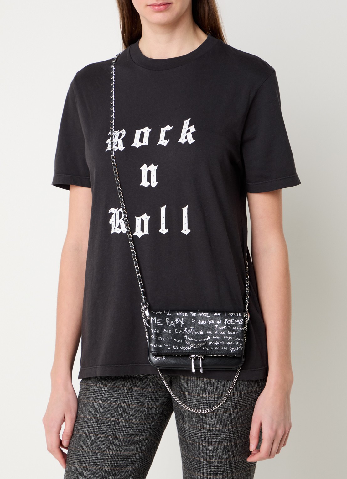 Zadig&Voltaire Rock clutch met afneembare schouderriem - voorkant 4 zwart