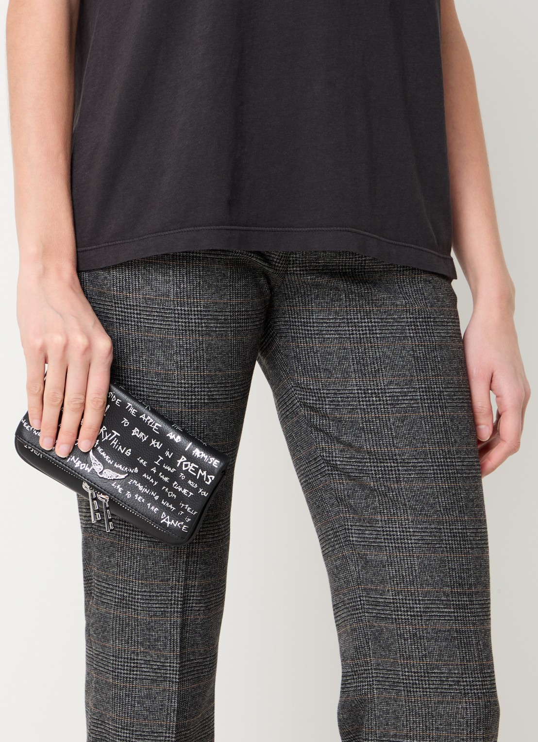 Zadig&Voltaire Rock clutch met afneembare schouderriem - voorkant 5 zwart