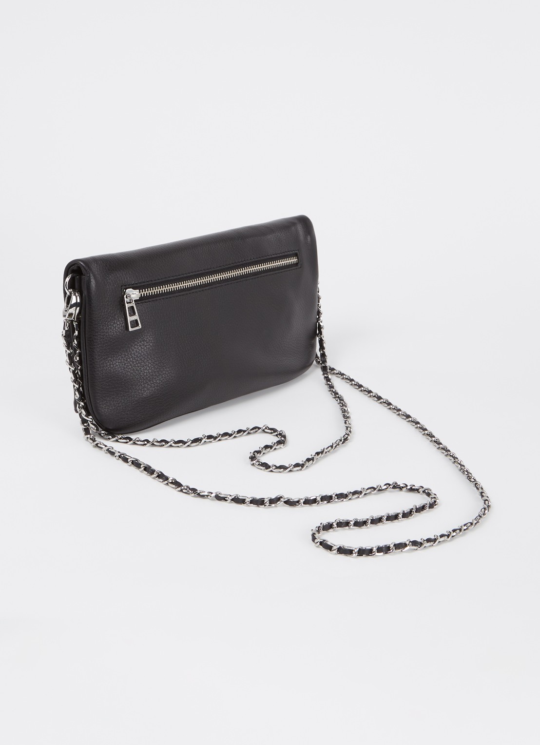 Zadig&Voltaire Rock clutch van leer met afneembare schouderriem  - achterkant zwart