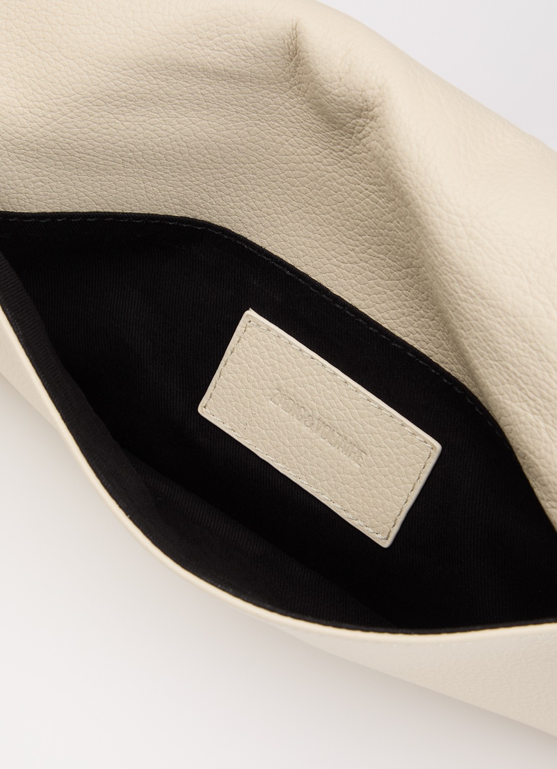 Zadig&Voltaire Rock clutch van leer met afneembare schouderriem - detail 2 gebroken wit