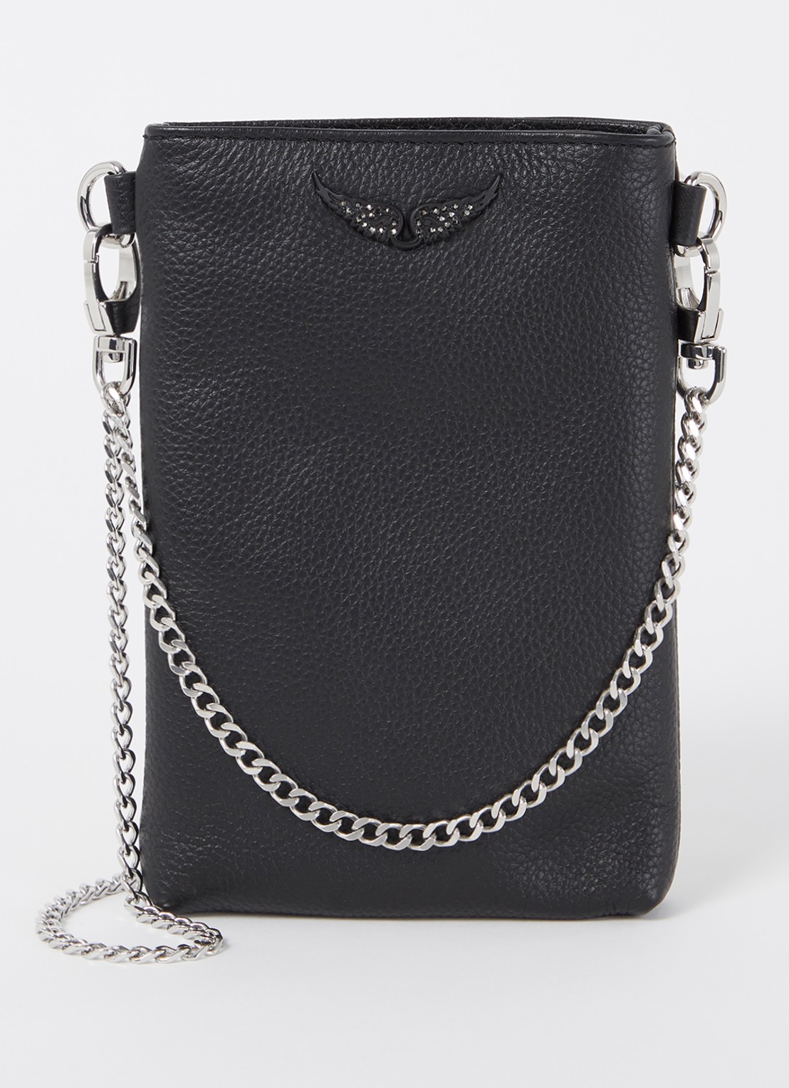 Zadig&Voltaire Rock crossbody telefoonhoes van leer - voorkant 2 zwart
