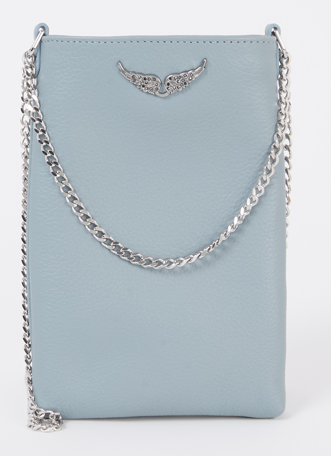 Zadig&Voltaire Rock crossbody telefoonhoes van leer - voorkant blauwgrijs