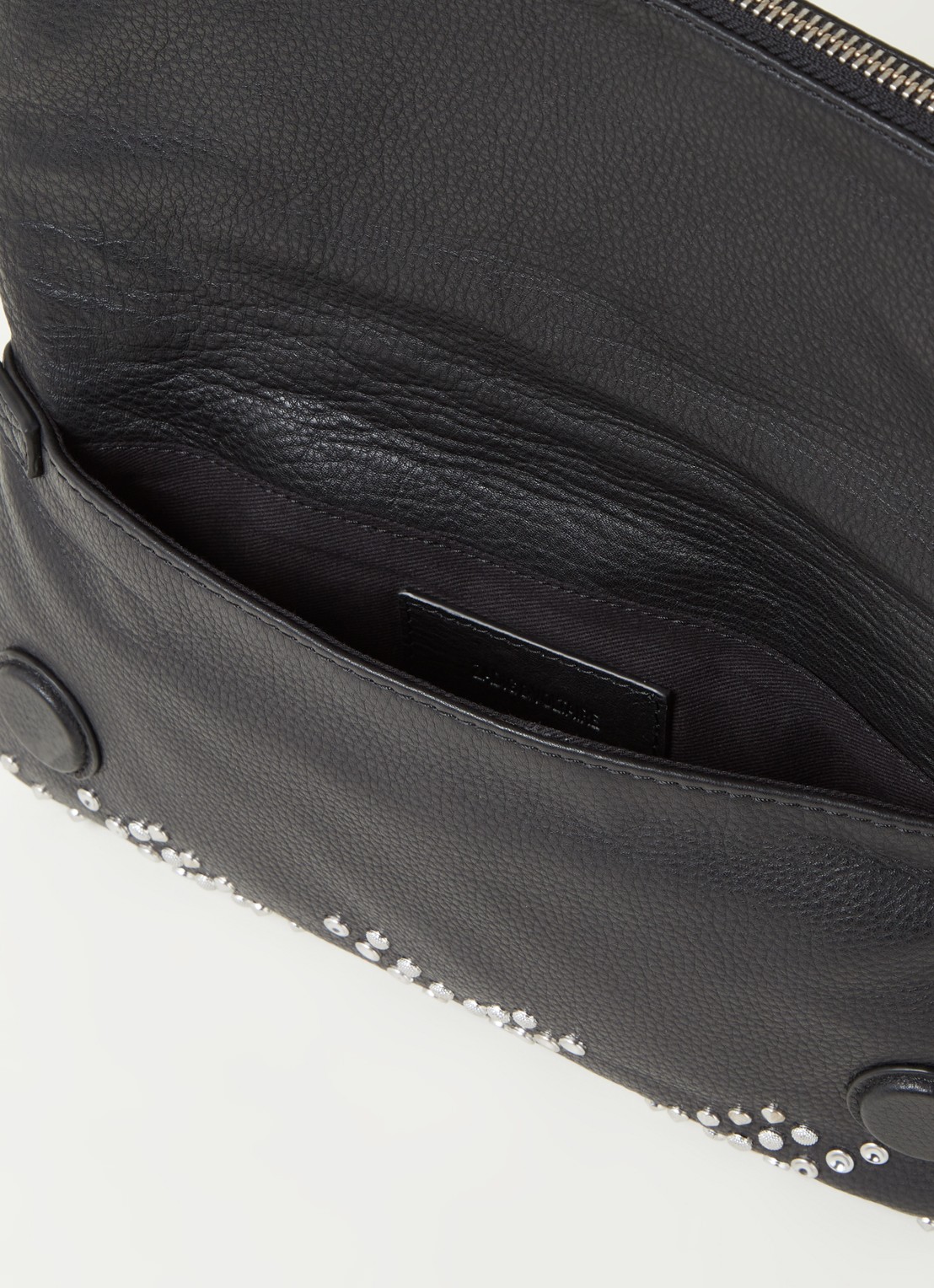 Zadig&Voltaire Rock crossbodytas van leer met studs - detail zwart