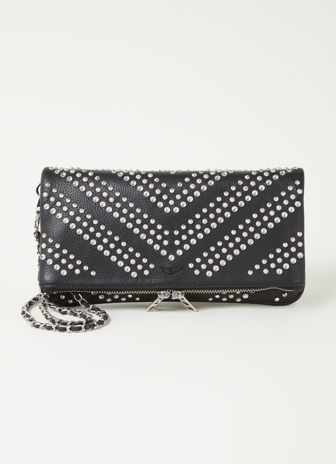 Zadig&Voltaire Rock crossbodytas van leer met studs - voorkant 4 zwart