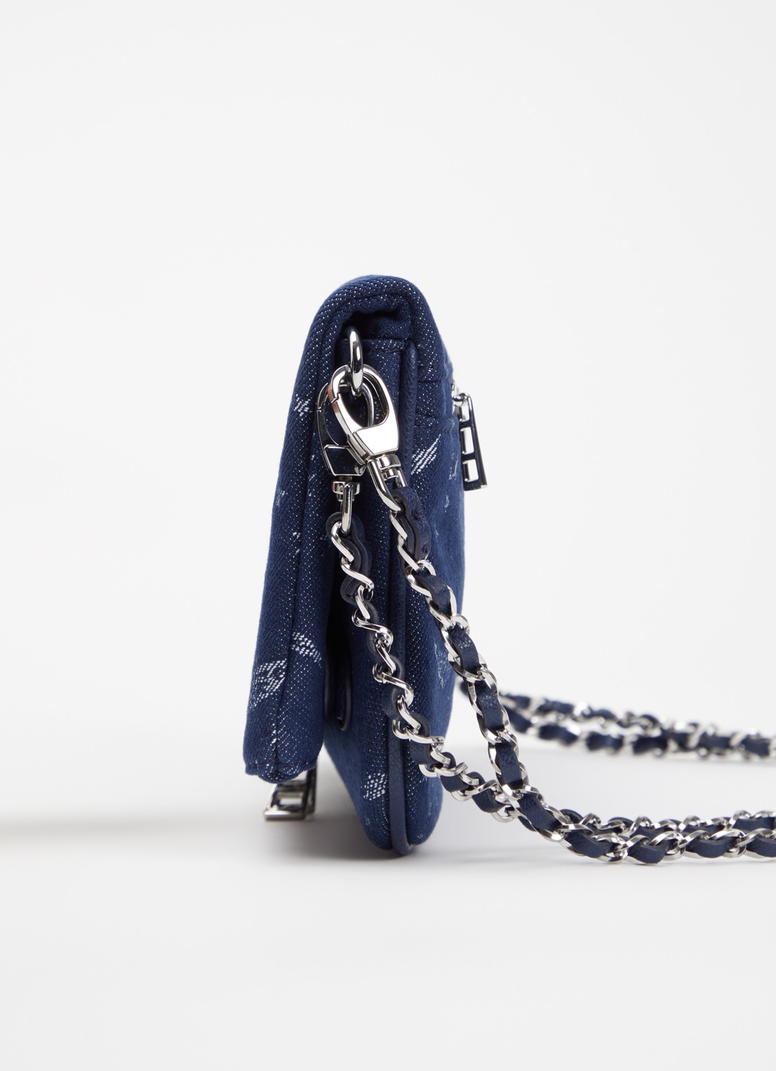 Zadig&Voltaire Rock Denim Monogram clutch met afneembare schouderriem  - detail 4 donkerblauw