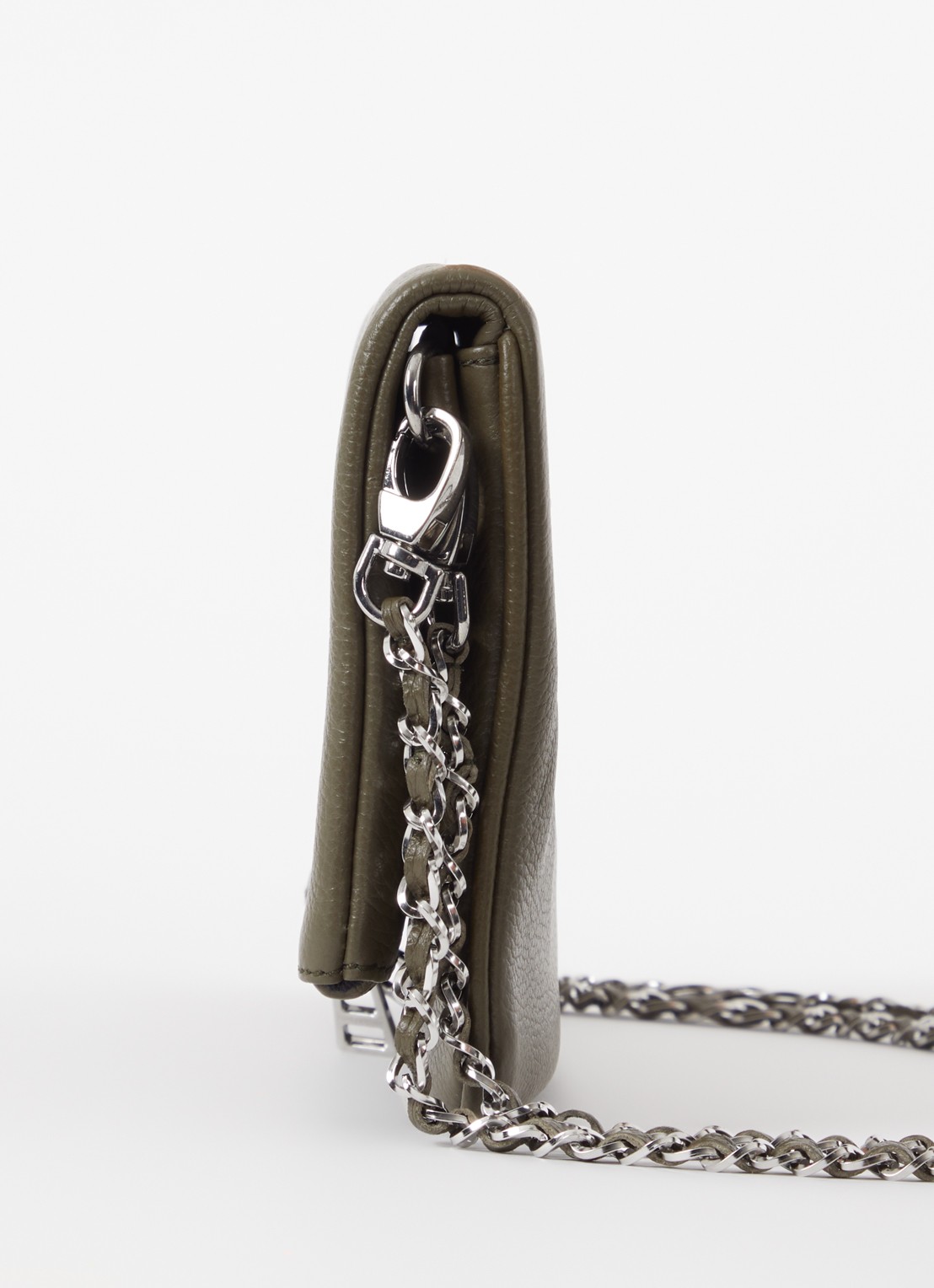 Zadig&Voltaire Rock Grained clutch van leer met afneembare schouderriem - detail 6 legergroen