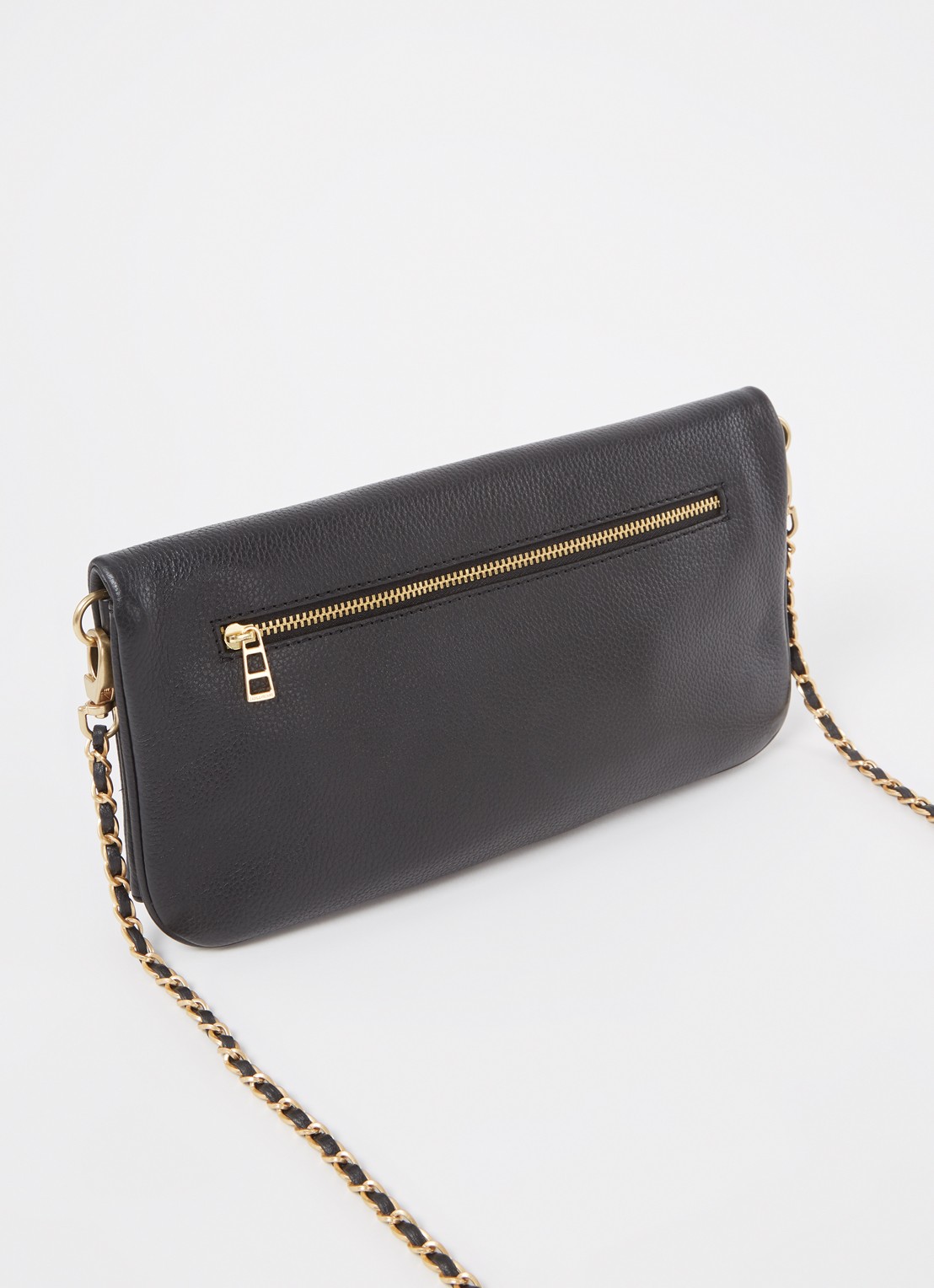 Zadig&Voltaire Rock Grained clutch van leer met afneembare schouderriem - achterkant 2 zwart