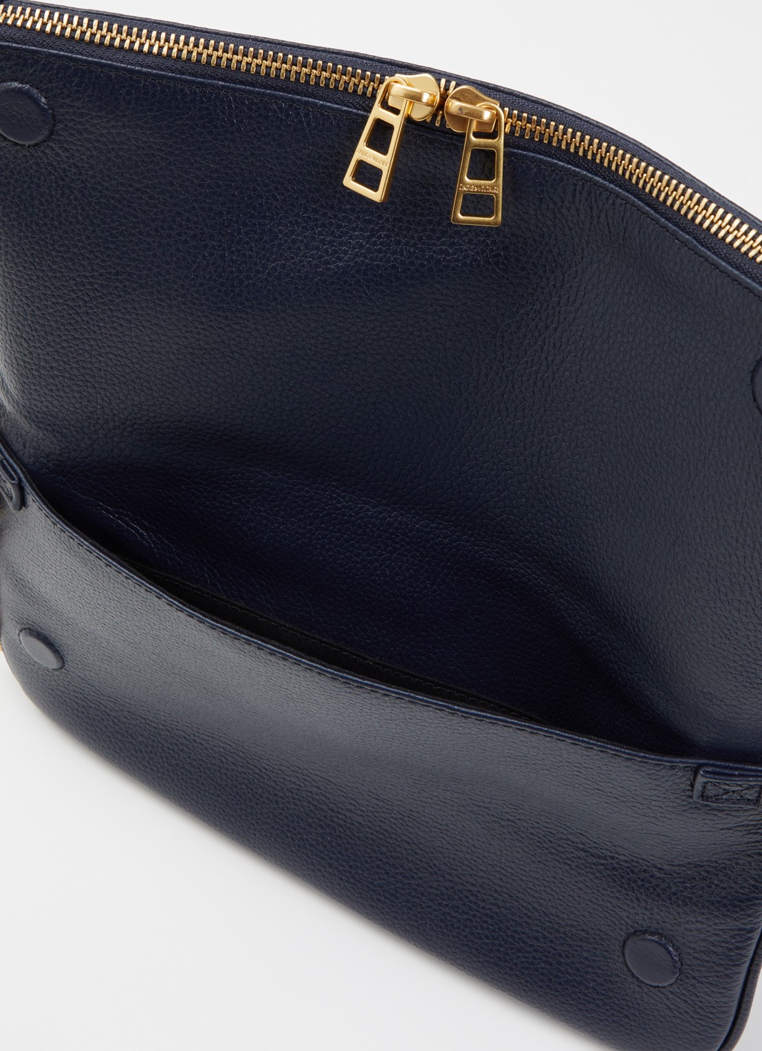 Zadig&Voltaire Rock Grained clutch van leer met afneembare schouderriem - detail 3 donkerblauw