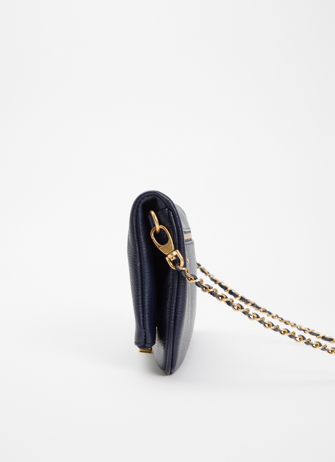 Zadig&Voltaire Rock Grained clutch van leer met afneembare schouderriem - detail 4 donkerblauw