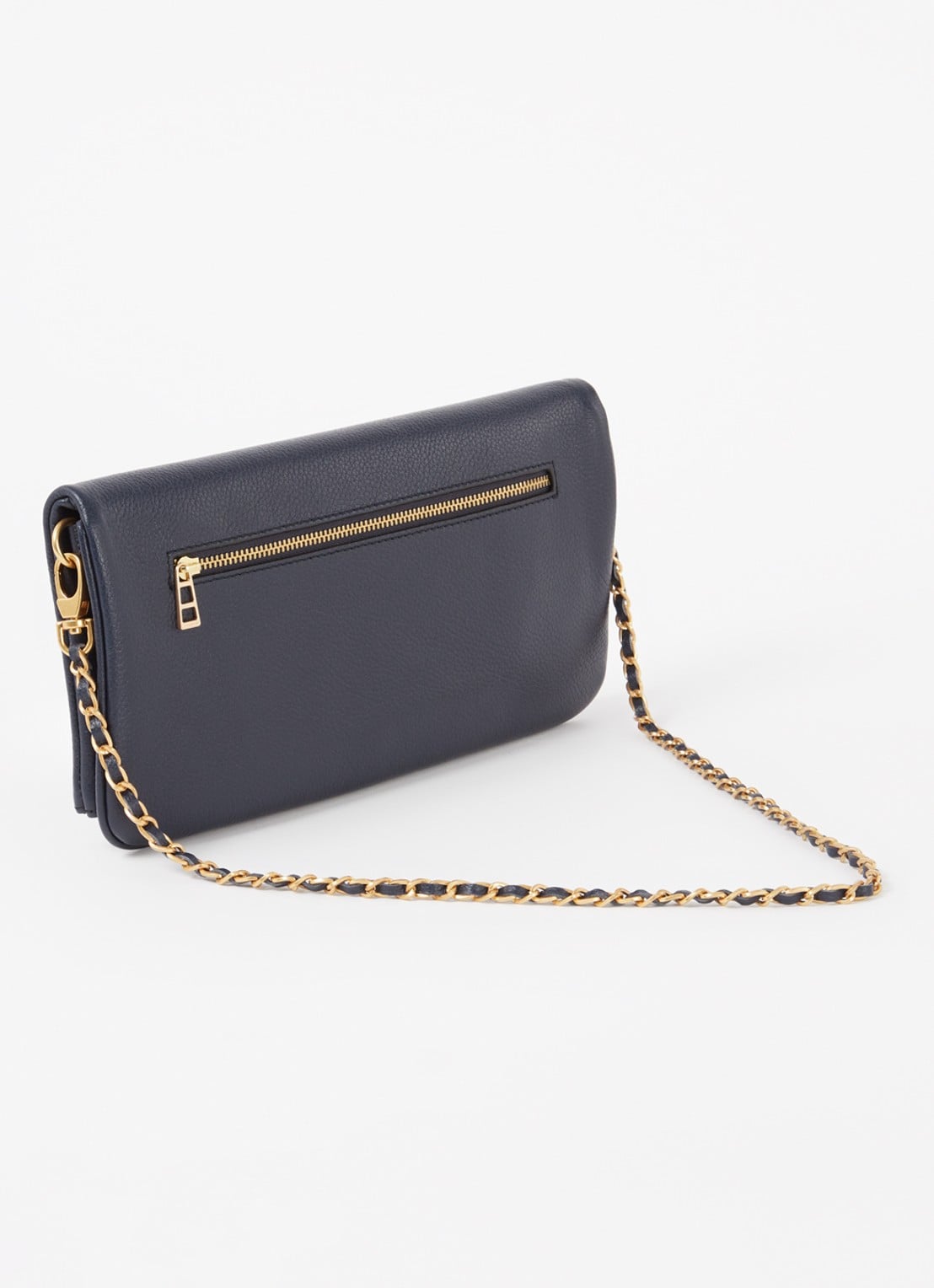 Zadig&Voltaire Rock Grained clutch van leer met afneembare schouderriem - achterkant 6 middenblauw