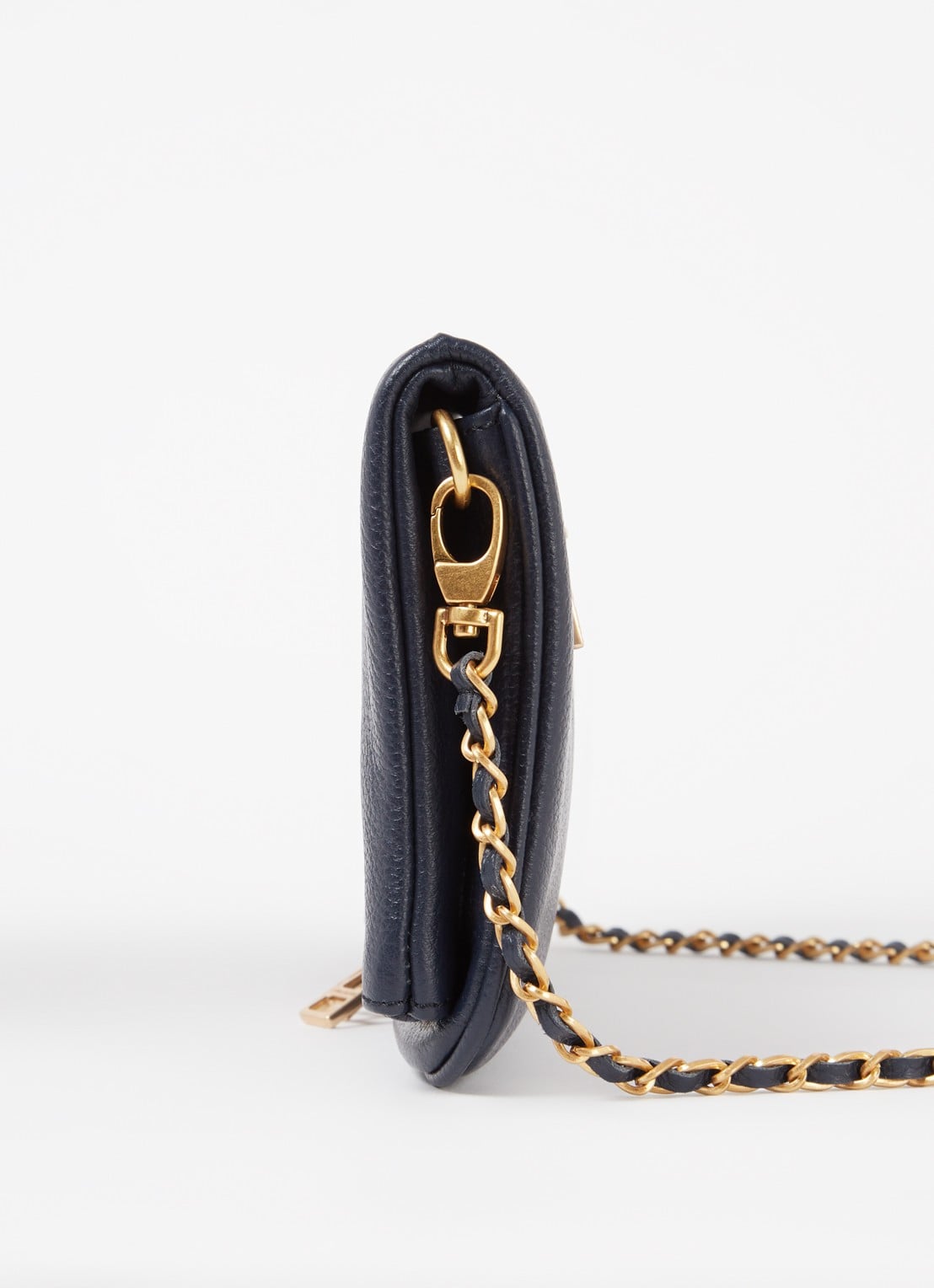 Zadig&Voltaire Rock Grained clutch van leer met afneembare schouderriem - detail 2 middenblauw