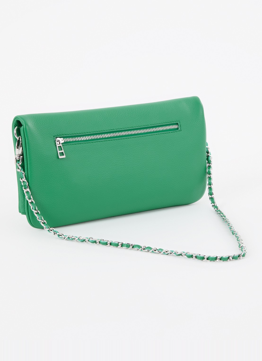 Zadig&Voltaire Rock Grained clutch van leer met afneembare schouderriem - achterkant 3 groen
