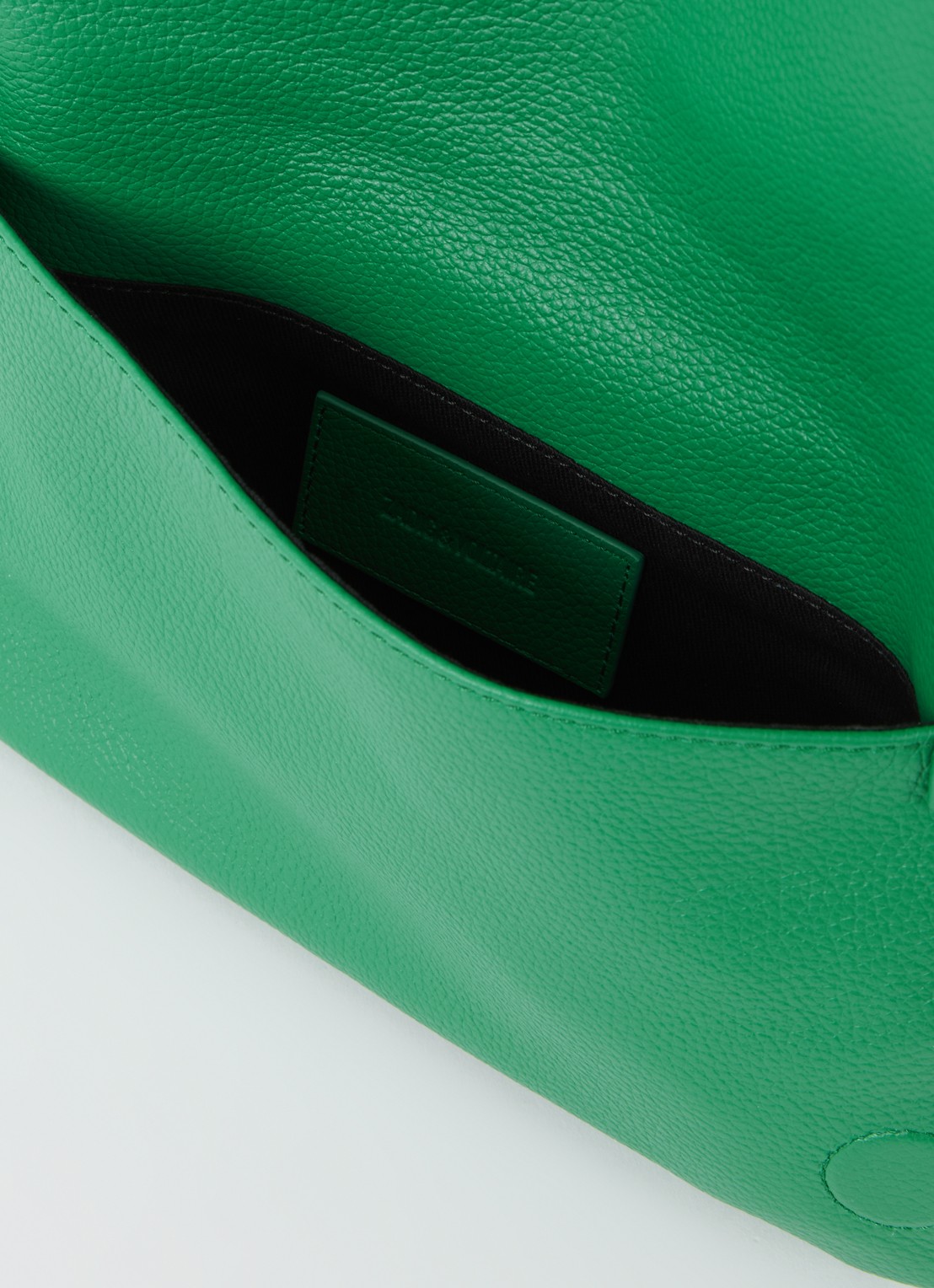 Zadig&Voltaire Rock Grained clutch van leer met afneembare schouderriem - detail groen