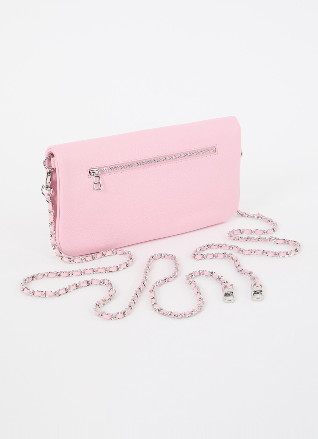 Zadig&Voltaire Rock Grained clutch van leer met afneembare schouderriem - achterkant 3 roze