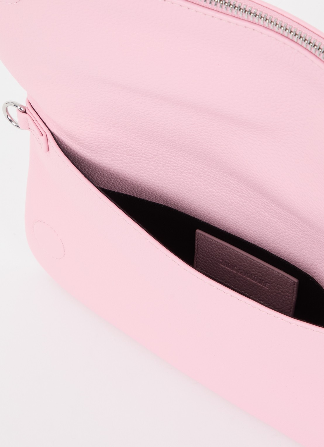 Zadig&Voltaire Rock Grained clutch van leer met afneembare schouderriem - detail roze
