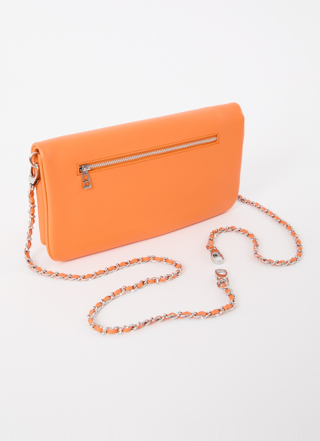 Zadig&Voltaire Rock Grained clutch van leer met afneembare schouderriem - achterkant 6 oranje