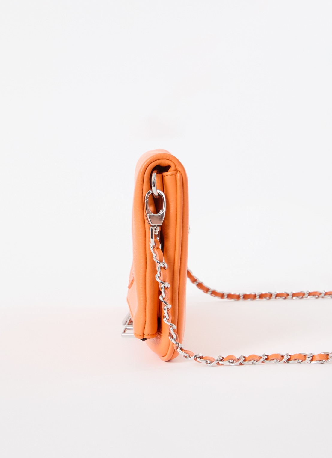 Zadig&Voltaire Rock Grained clutch van leer met afneembare schouderriem - detail 5 oranje