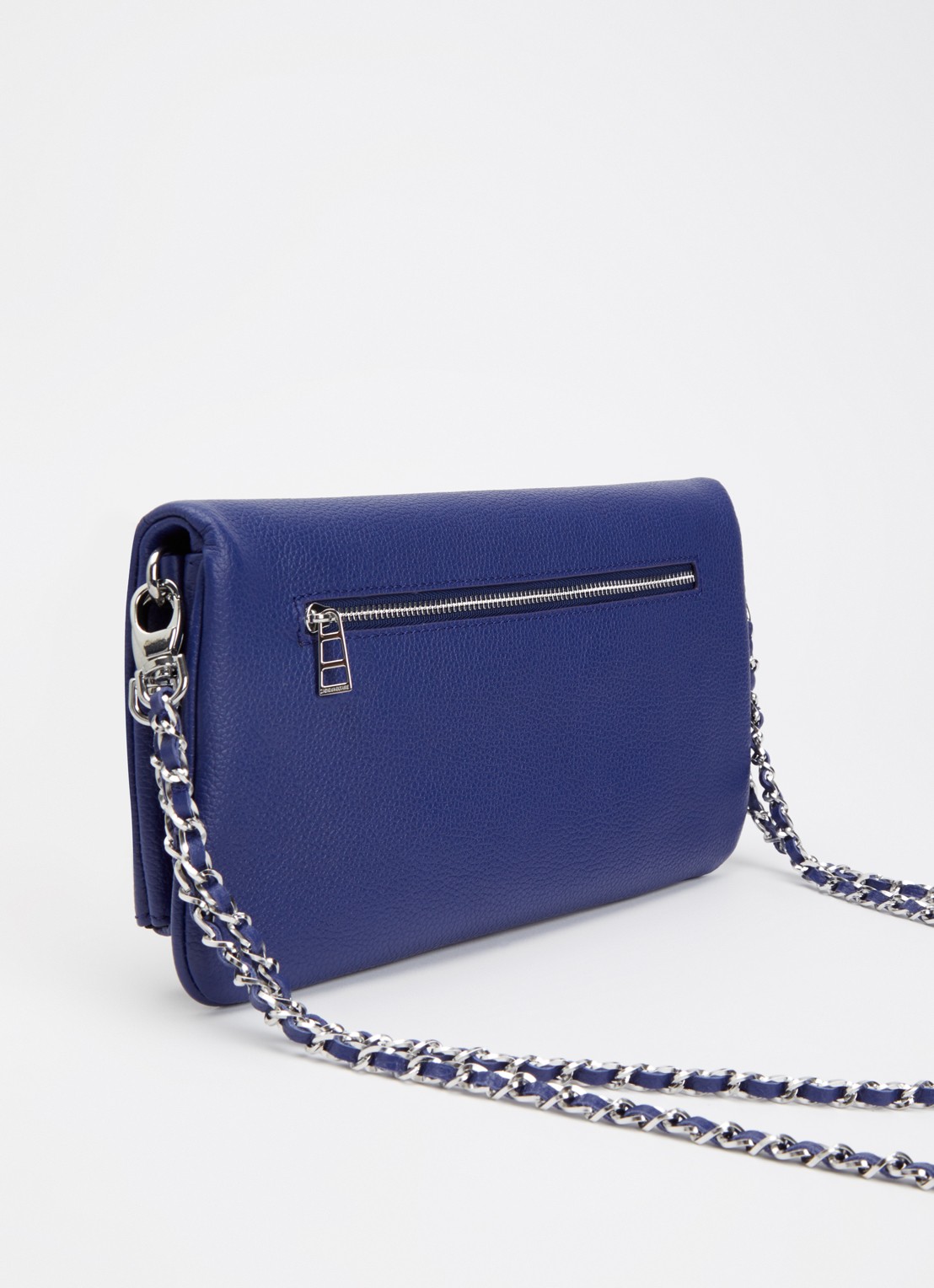 Zadig&Voltaire Rock Grained clutch van leer met afneembare schouderriem - achterkant 4 royalblauw