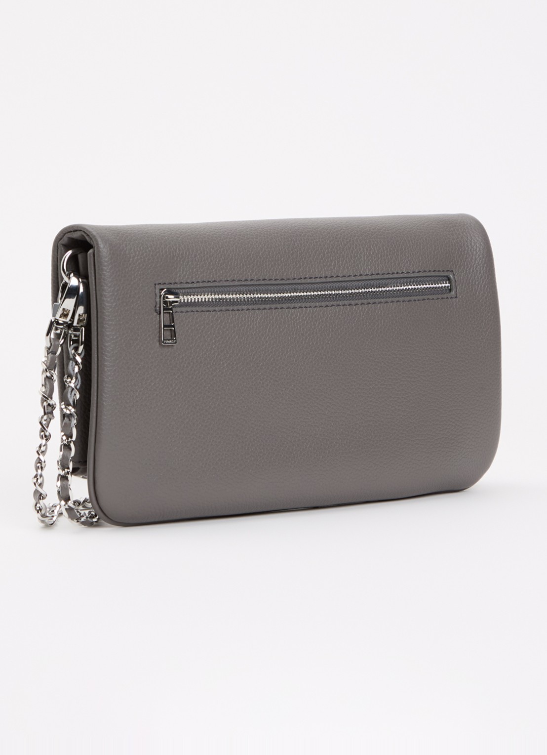 Zadig&Voltaire Rock Grained clutch van leer met afneembare schouderriem - achterkant 2 donkergrijs