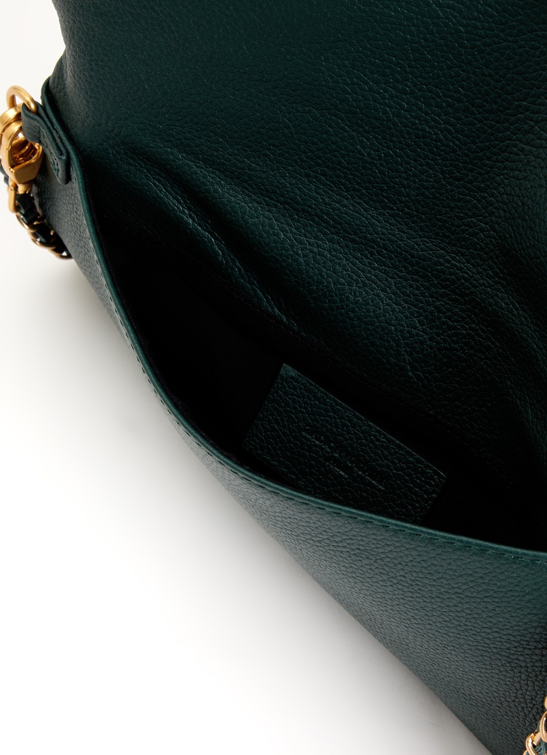 Zadig&Voltaire Rock Grained clutch van leer met afneembare schouderriem - detail 3 mosgroen