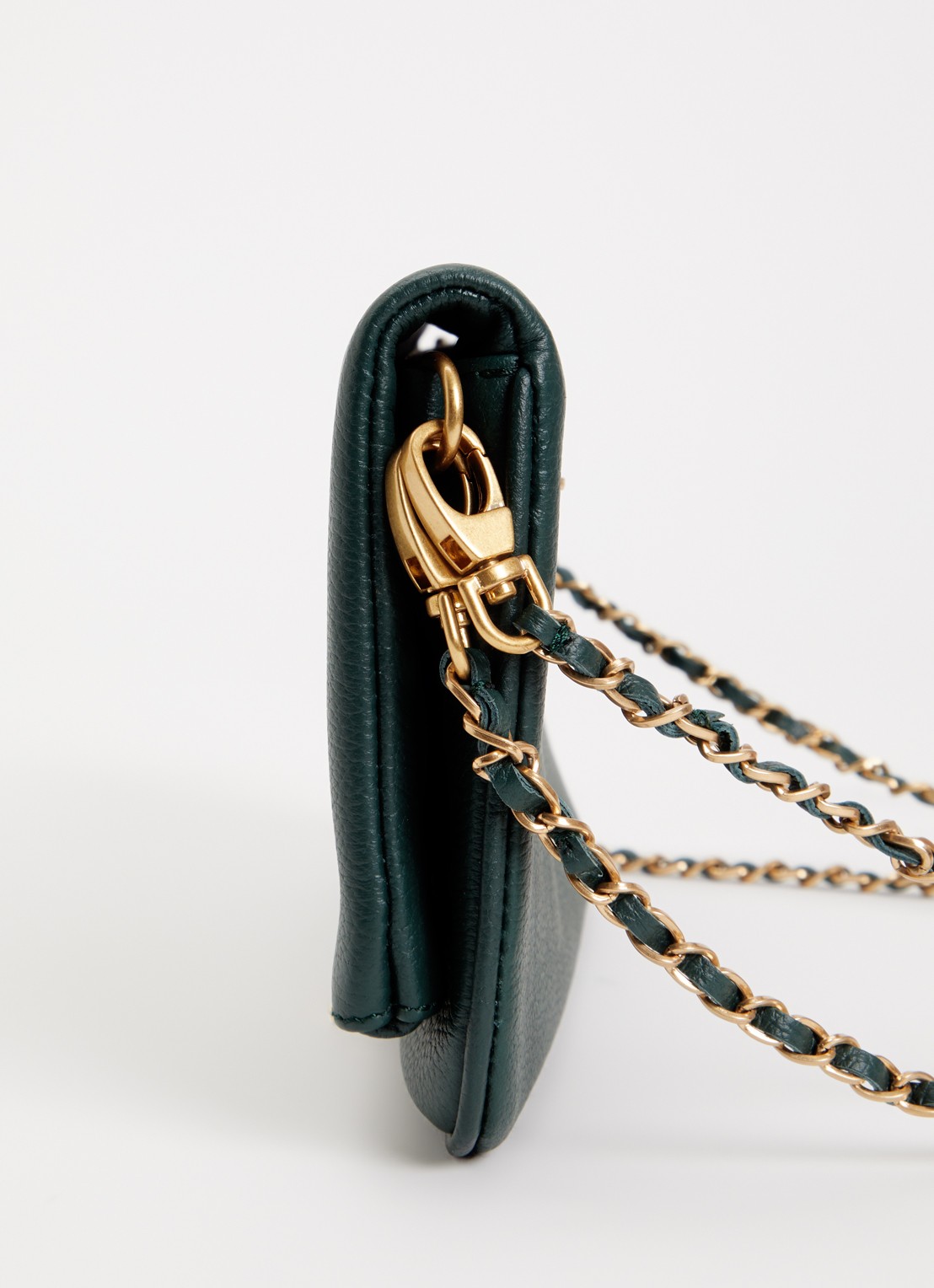 Zadig&Voltaire Rock Grained clutch van leer met afneembare schouderriem - detail 4 mosgroen