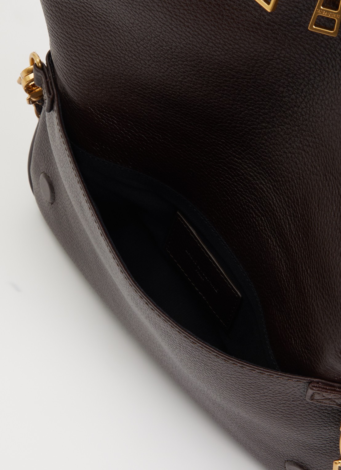 Zadig&Voltaire Rock Grained clutch van leer met afneembare schouderriem - detail 2 bruin