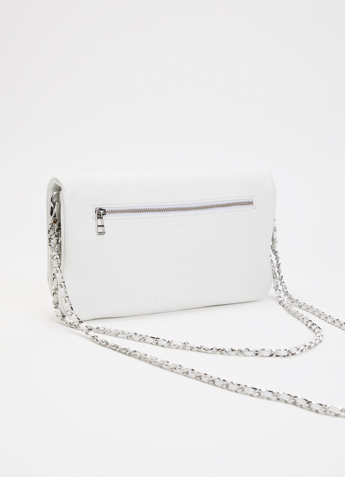 Zadig&Voltaire Rock Grained clutch van leer met afneembare schouderriem - achterkant creme
