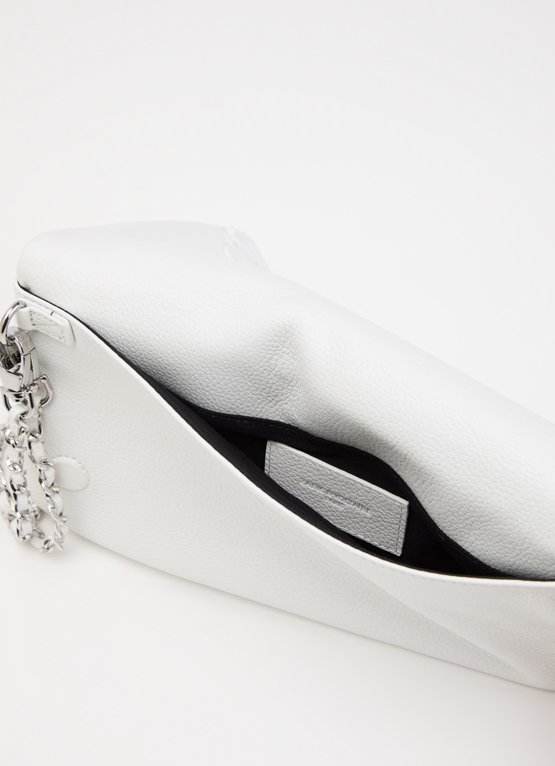 Zadig&Voltaire Rock Grained clutch van leer met afneembare schouderriem - detail 2 creme