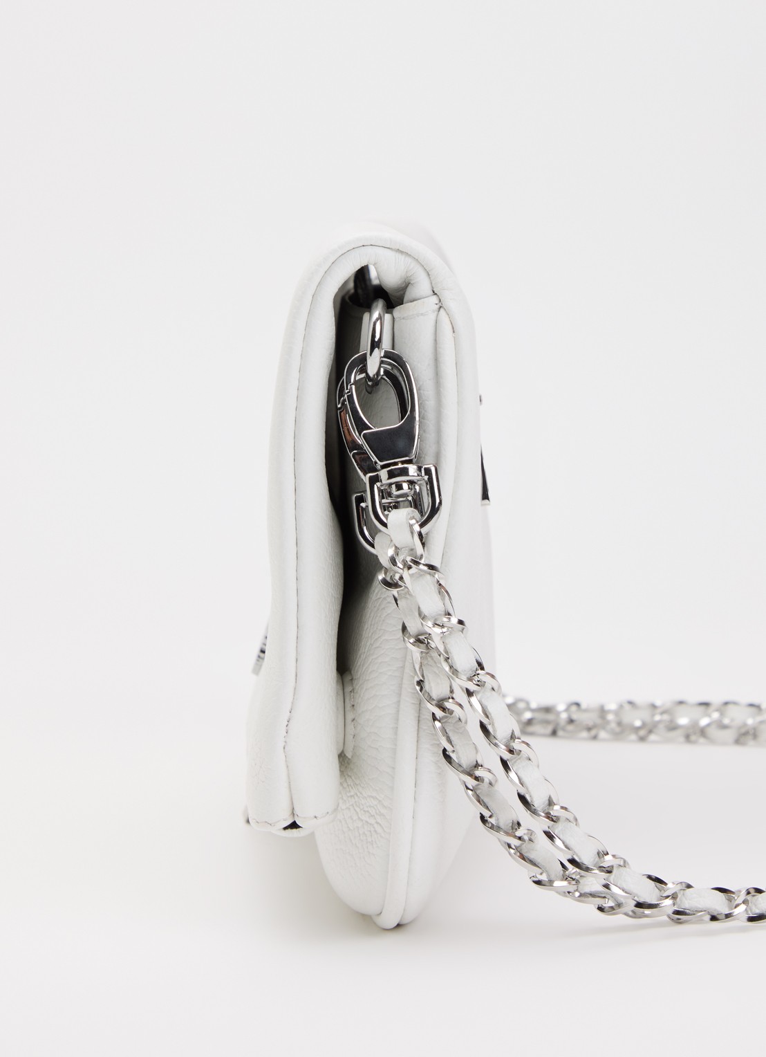 Zadig&Voltaire Rock Grained clutch van leer met afneembare schouderriem - detail 3 creme