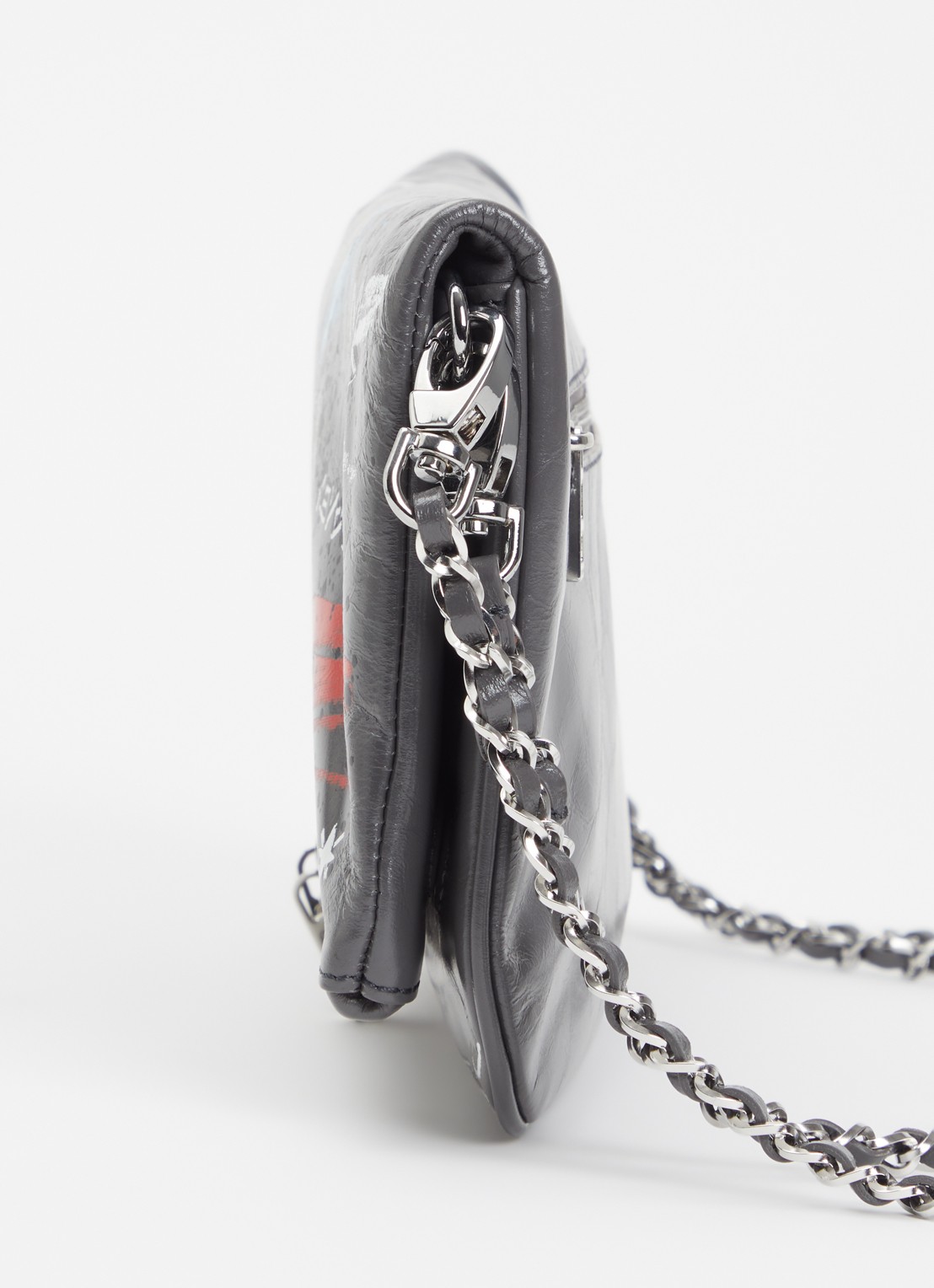 Zadig&Voltaire Rock Humberto clutch van leer met afneembare schouderriem - detail 6 grijs