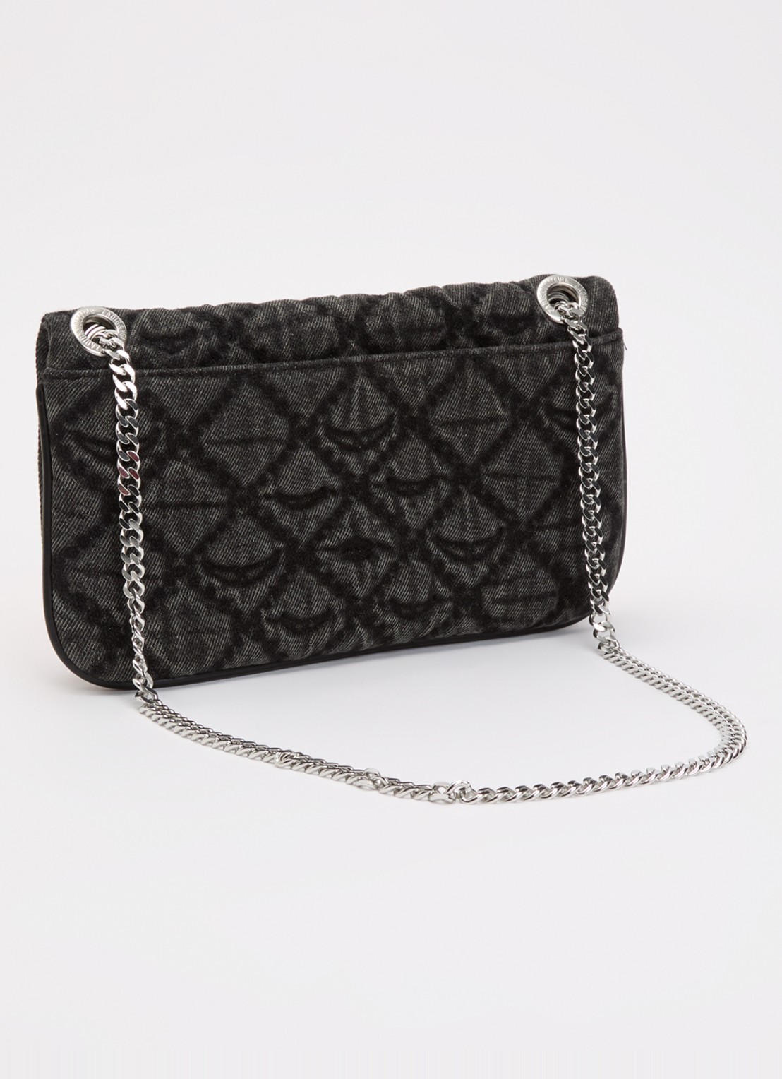 Zadig&Voltaire Rock II clutch van denim met verstelbare schouderriem - achterkant 5 donkergrijs