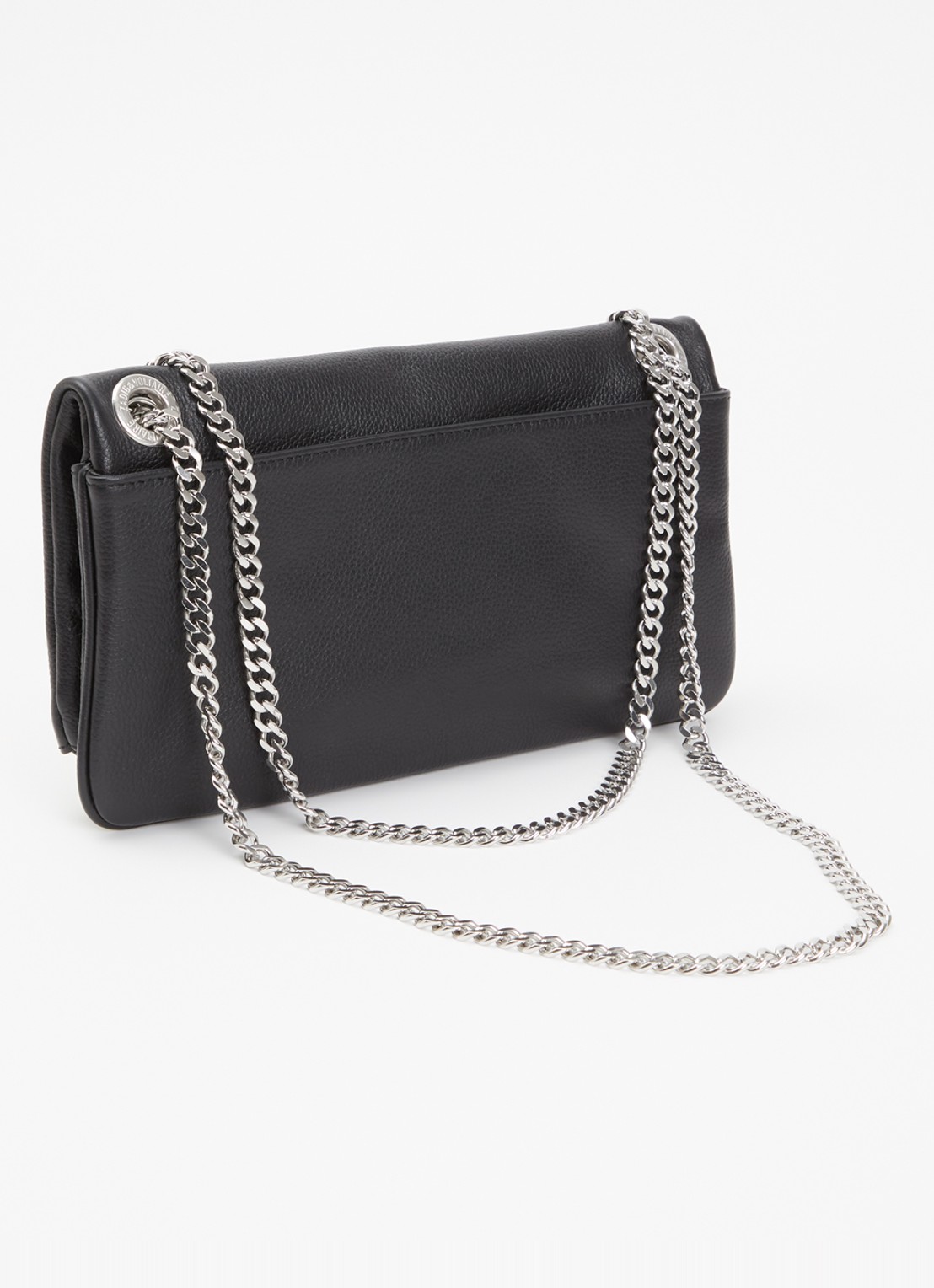 Zadig&Voltaire Rock II Grained clutch van leer met verstelbare schouderriem - achterkant 3 zwart
