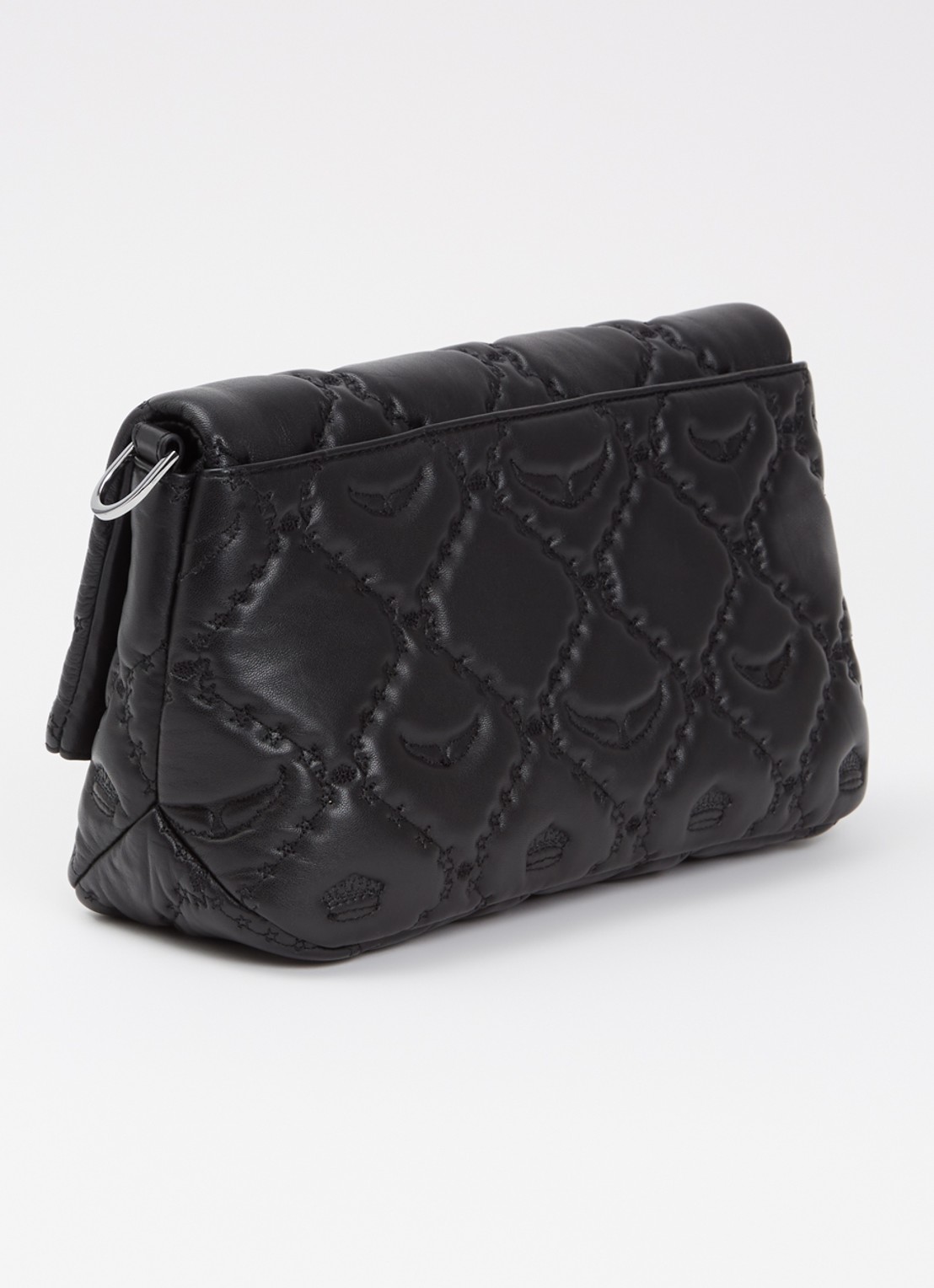 Zadig&Voltaire Rock II schoudertas van lamsleer met quilt patroon  - achterkant zwart