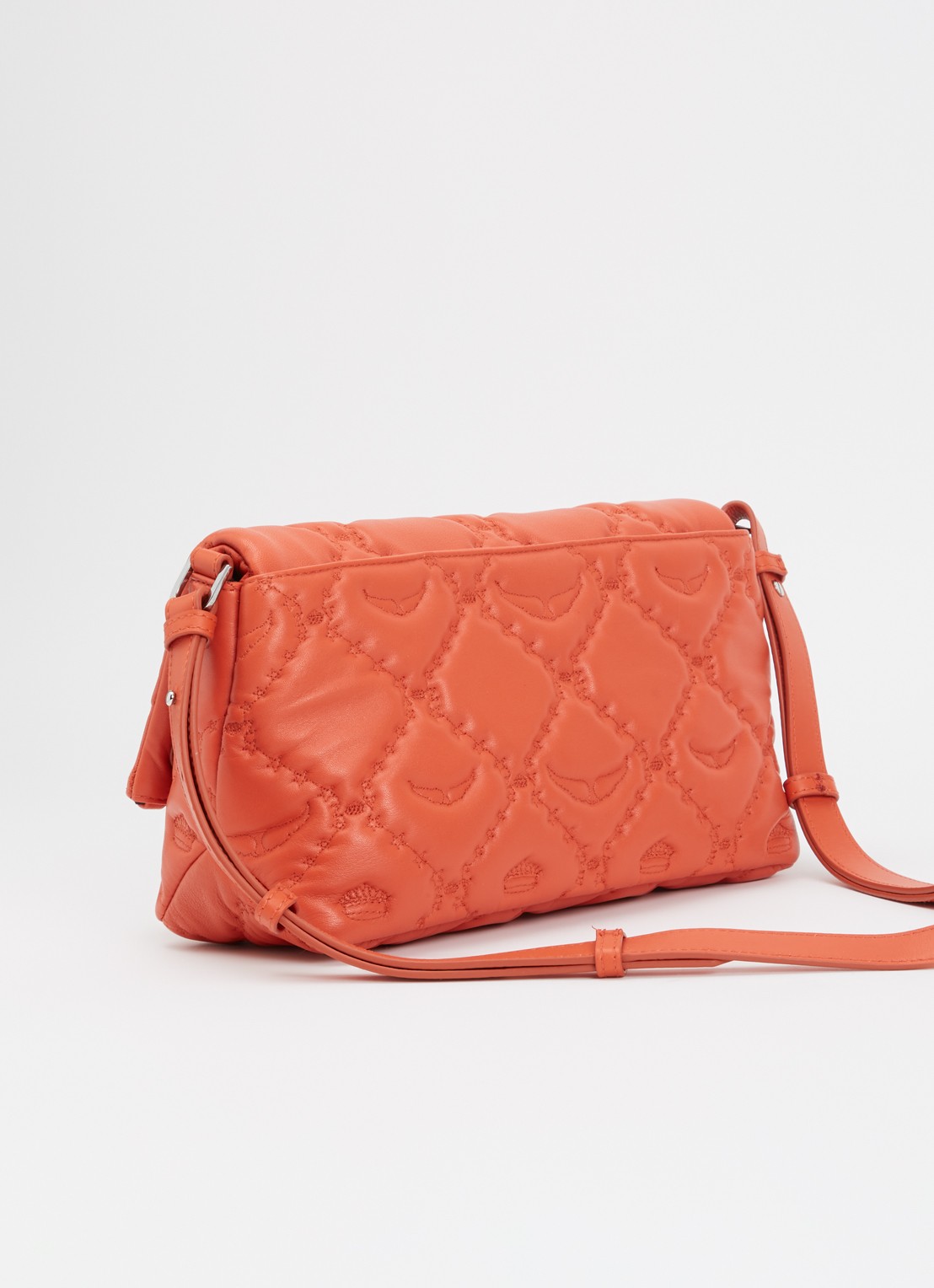 Zadig&Voltaire Rock II schoudertas van lamsleer met quilt patroon  - achterkant 4 oranjerood