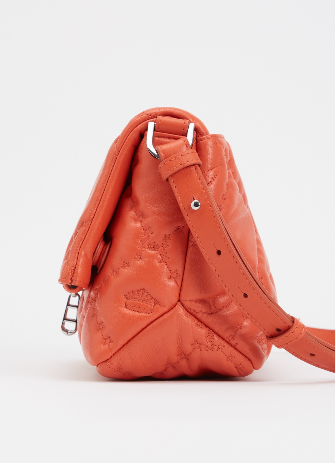 Zadig&Voltaire Rock II schoudertas van lamsleer met quilt patroon  - detail 2 oranjerood
