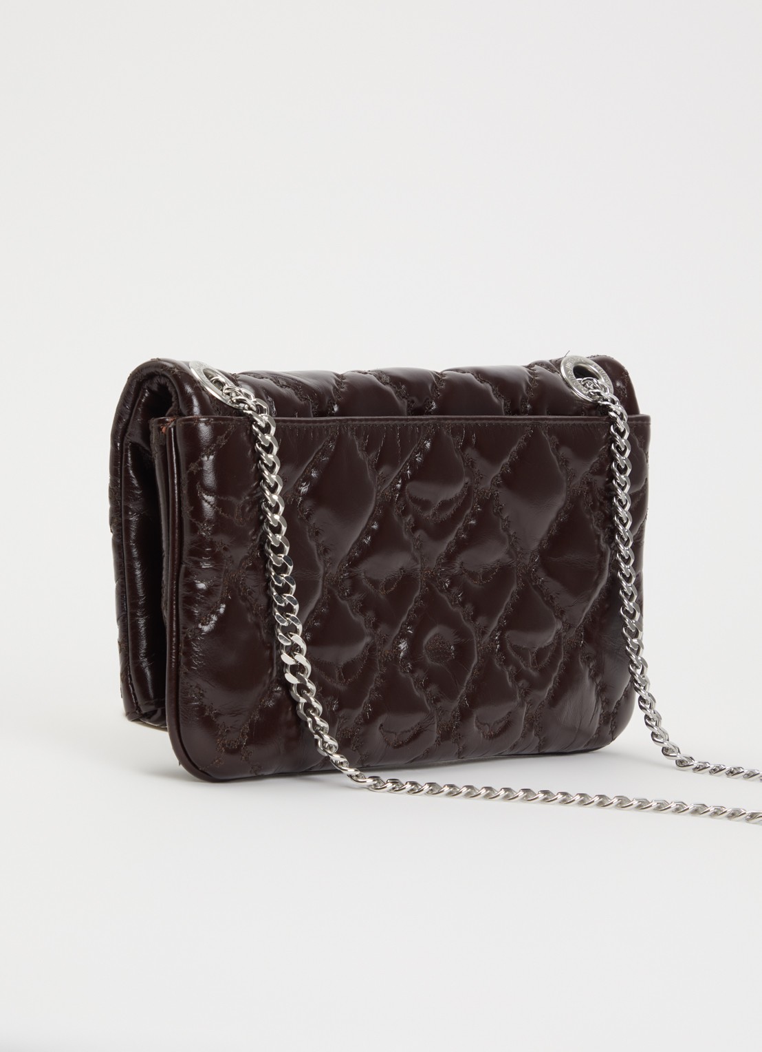 Zadig&Voltaire Rock II Vintage clutch van lakleer met verstelbare schouderriem - achterkant 4 donkerbruin