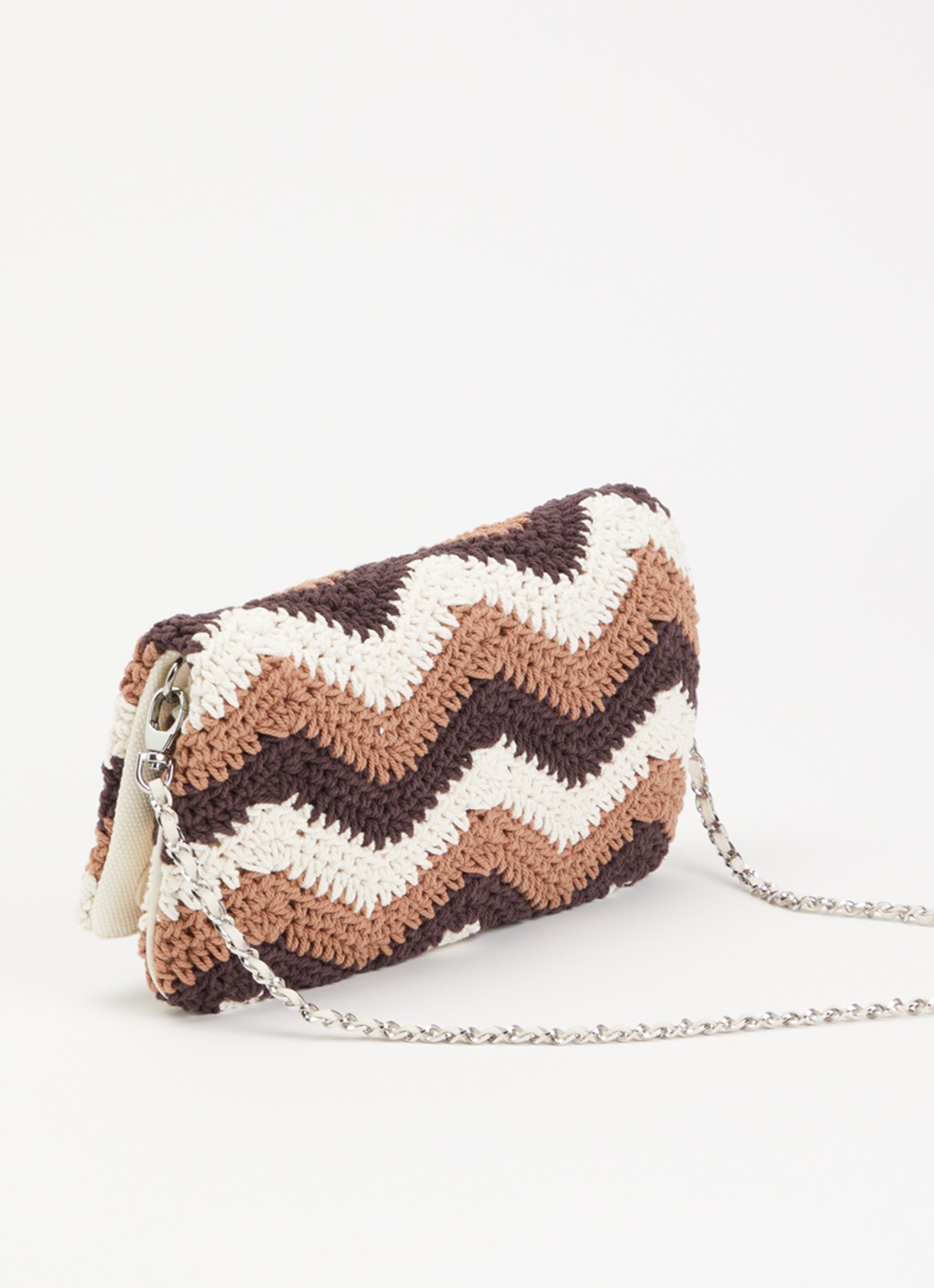 Zadig&Voltaire Rock macramé clutch met afneembare schouderriem  - achterkant 5 bruin