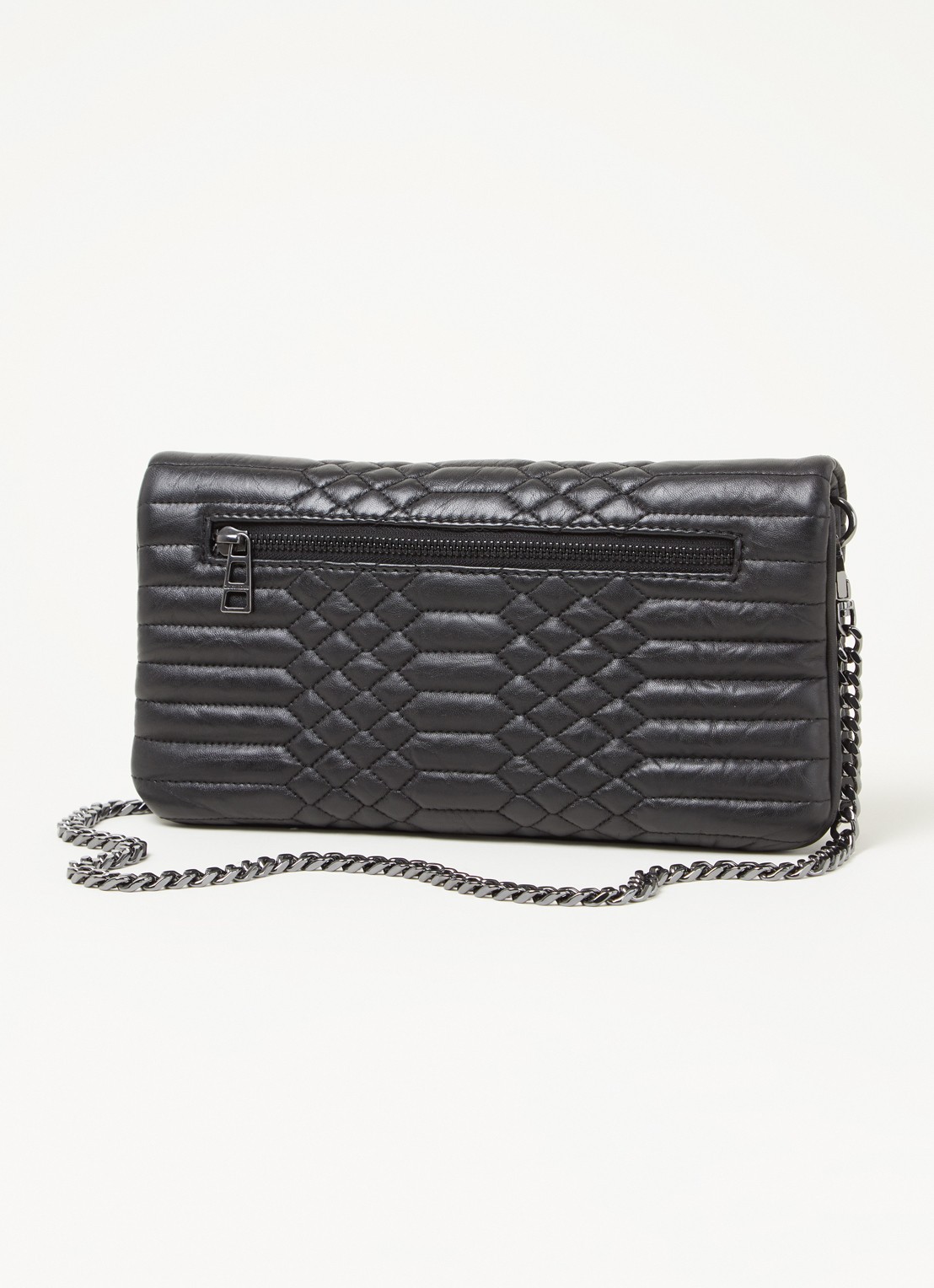 Zadig&Voltaire Rock Matelasse clutch van quilted lamsleer  - achterkant 2 zwart