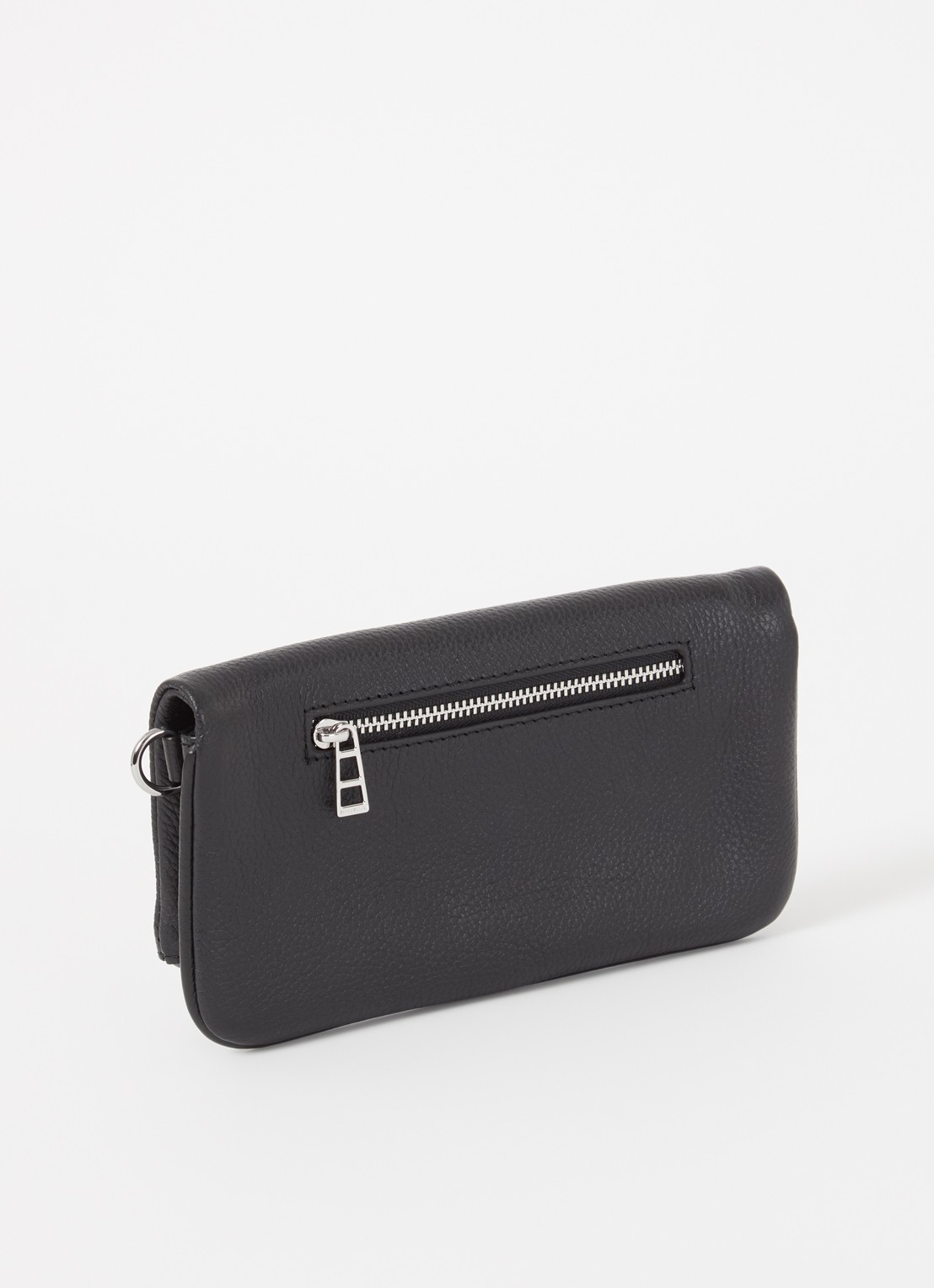 Zadig&Voltaire Rock Mini clutch van leer met afneembare schouderriem - achterkant 3 diepzwart