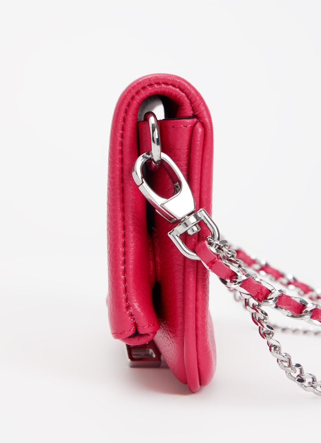 Zadig&Voltaire Rock Mini clutch van leer met afneembare schouderriem - detail 2 donkerroze