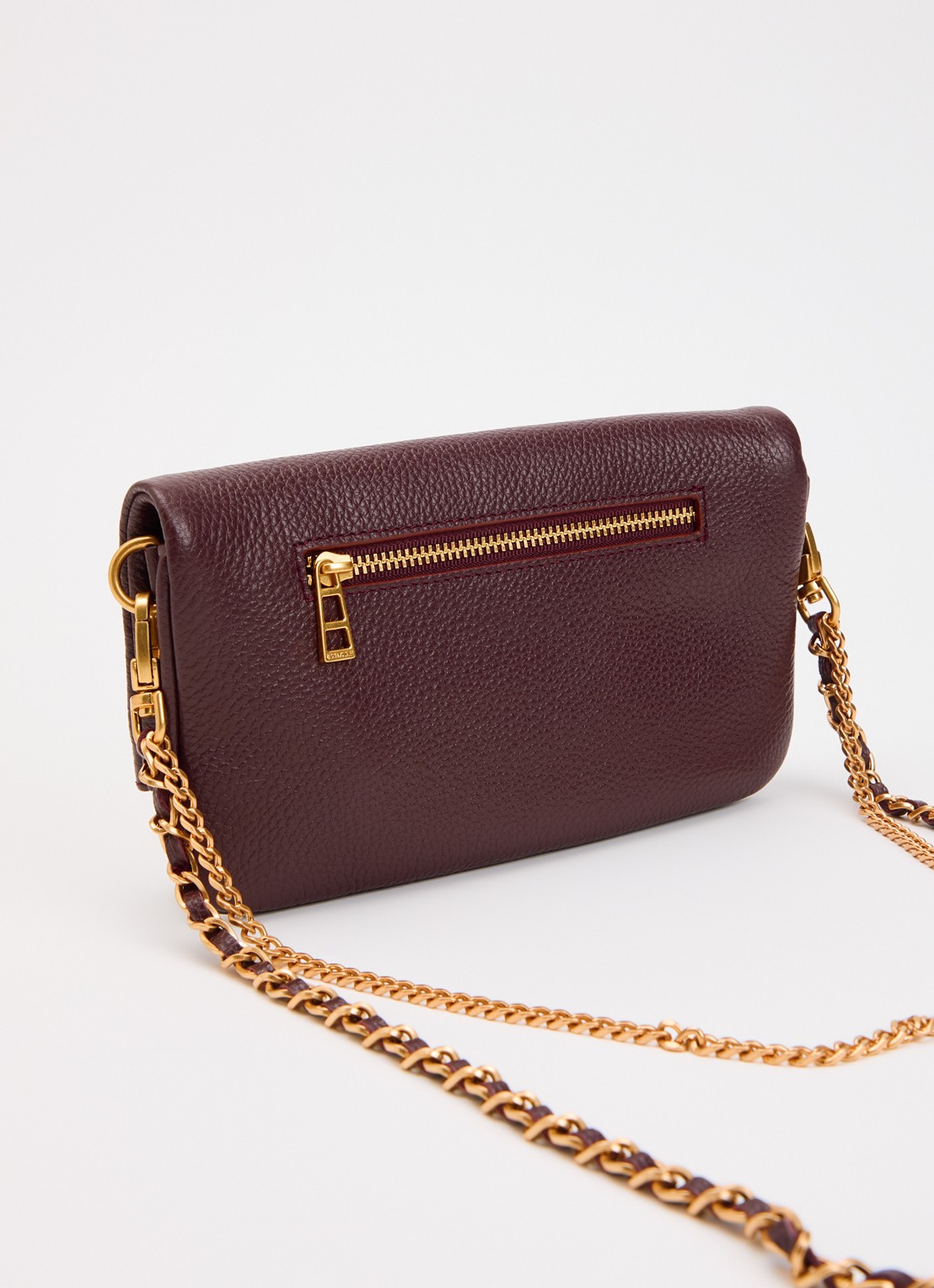 Zadig&Voltaire Rock Mini clutch van leer met afneembare schouderriem - achterkant 2 bordeauxrood