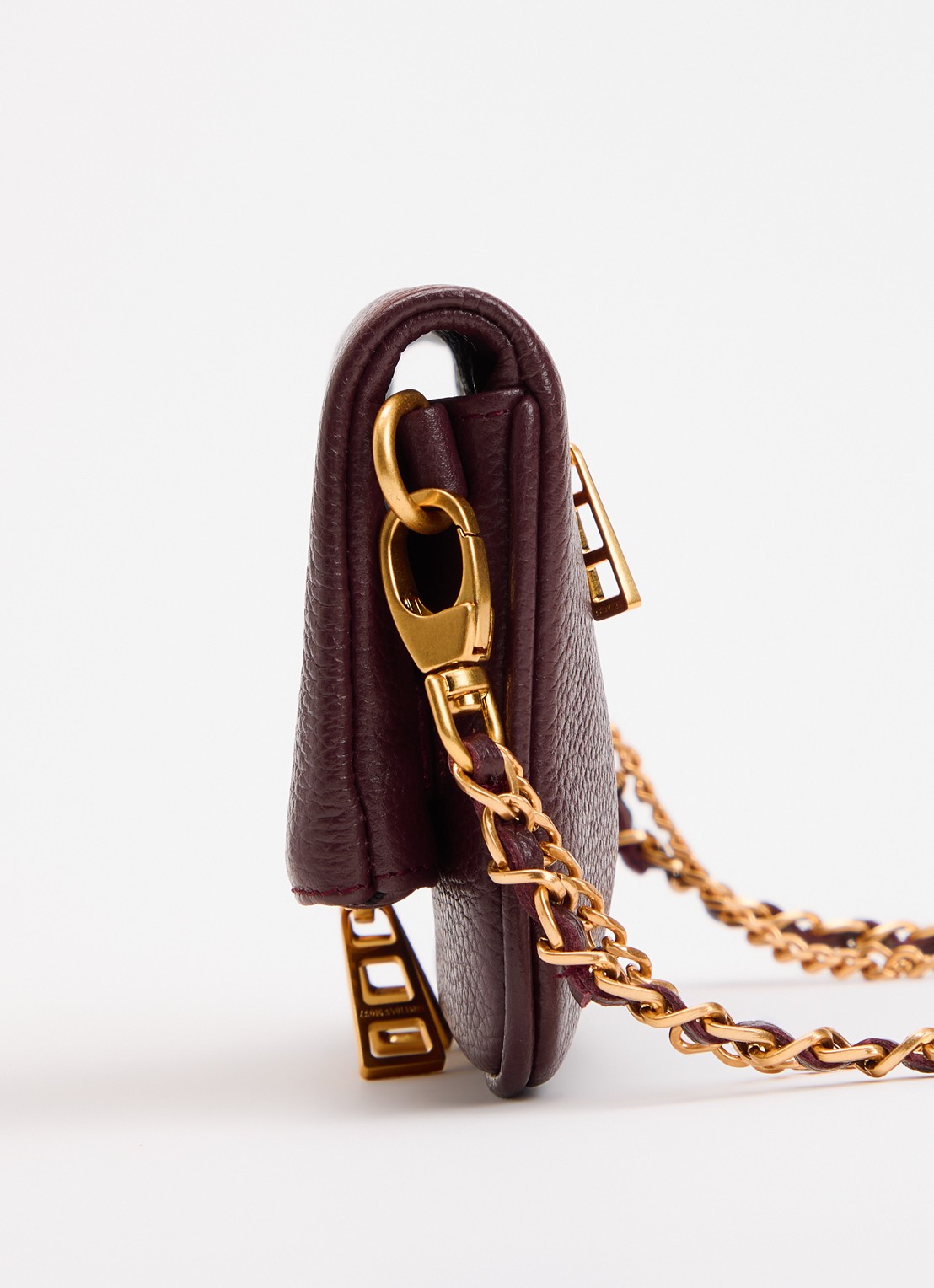 Zadig&Voltaire Rock Mini clutch van leer met afneembare schouderriem - detail 4 bordeauxrood
