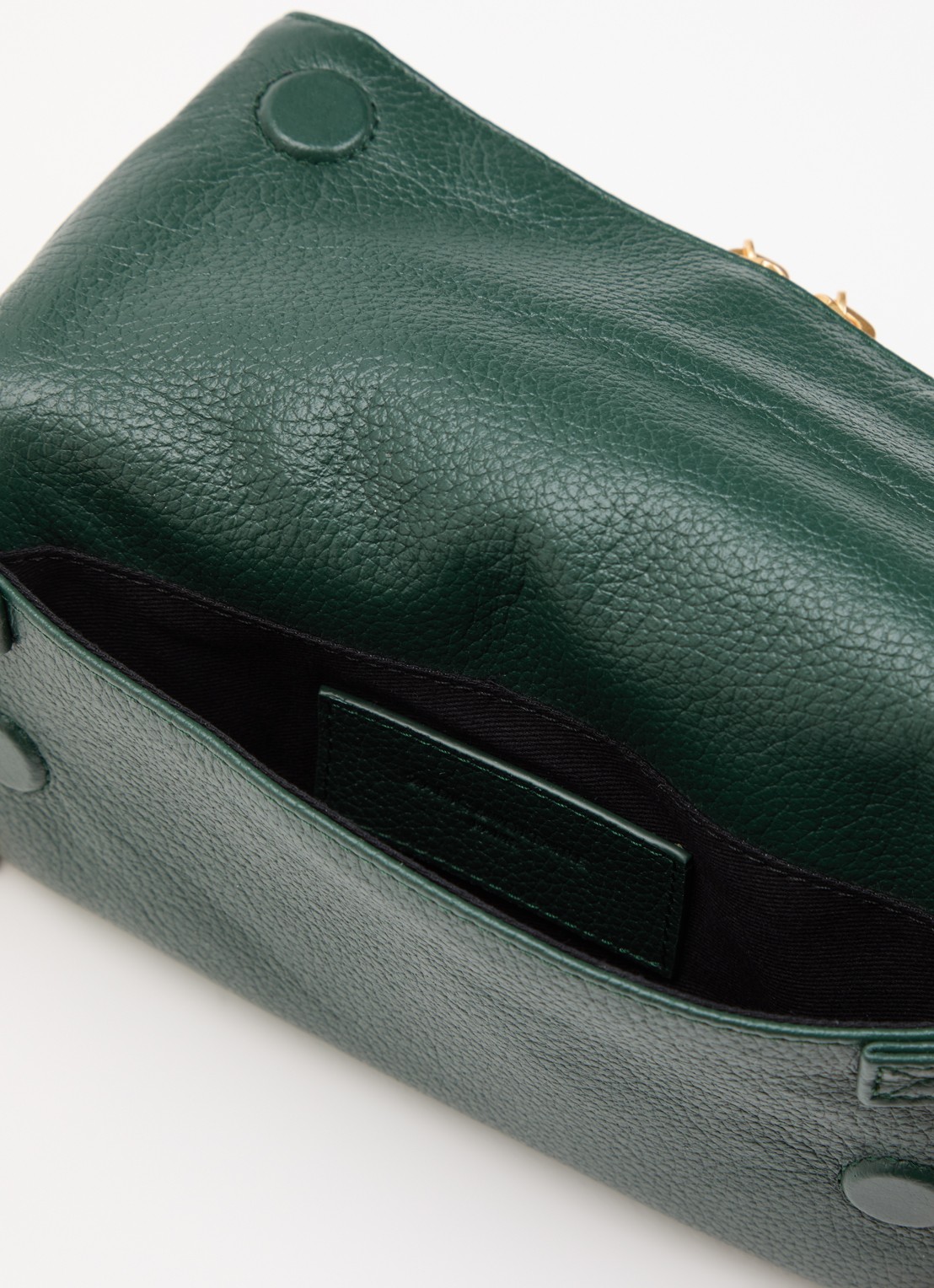 Zadig&Voltaire Rock Mini clutch van leer met afneembare schouderriem - detail donkergroen