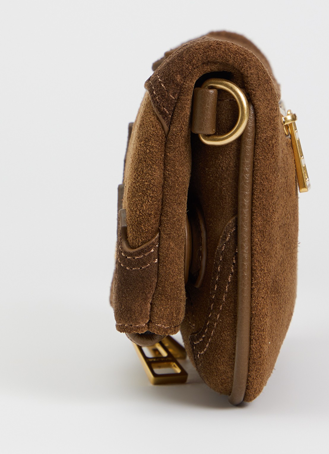 Zadig&Voltaire Rock Mini clutch van suède - detail 3 cognac