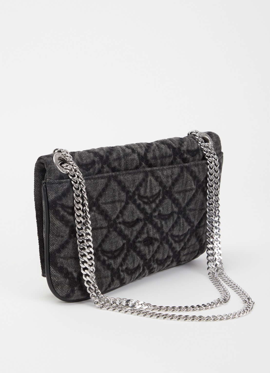 Zadig&Voltaire Rock Nano clutch van denim met afneembare schouderriem - achterkant 5 donkergrijs