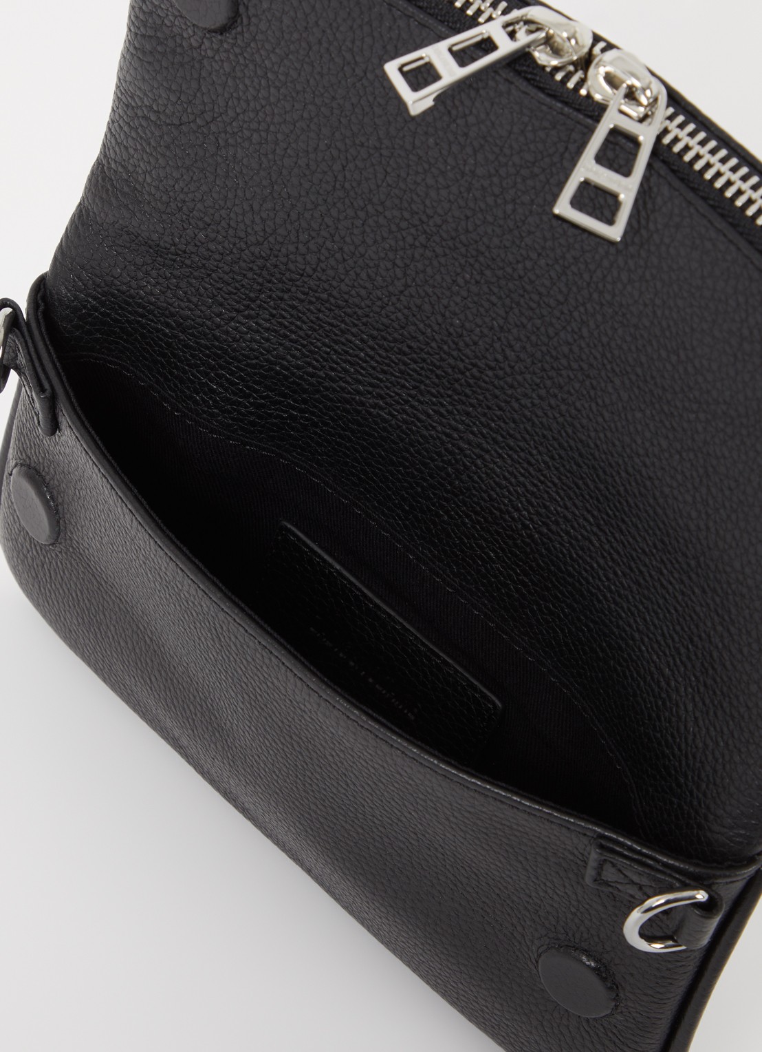 Zadig&Voltaire Rock Nano clutch van leer met afneembare schouderriem - detail 2 diepzwart