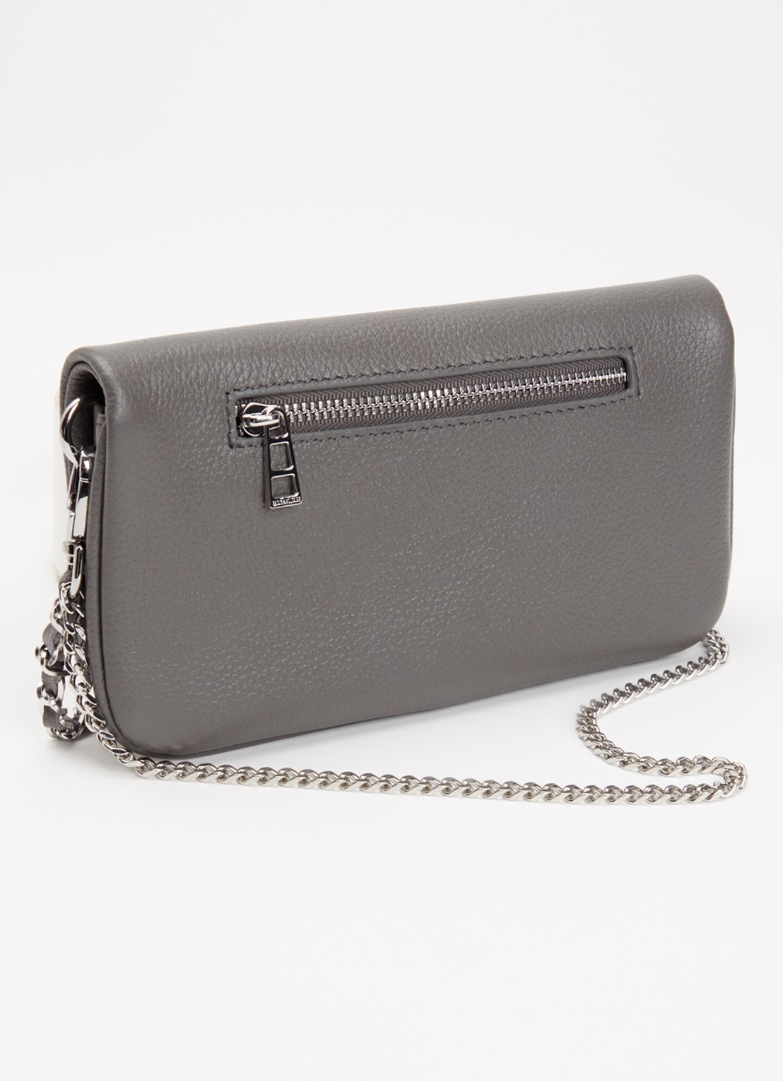 Zadig&Voltaire Rock Nano clutch van leer met afneembare schouderriem - achterkant 7 grijs