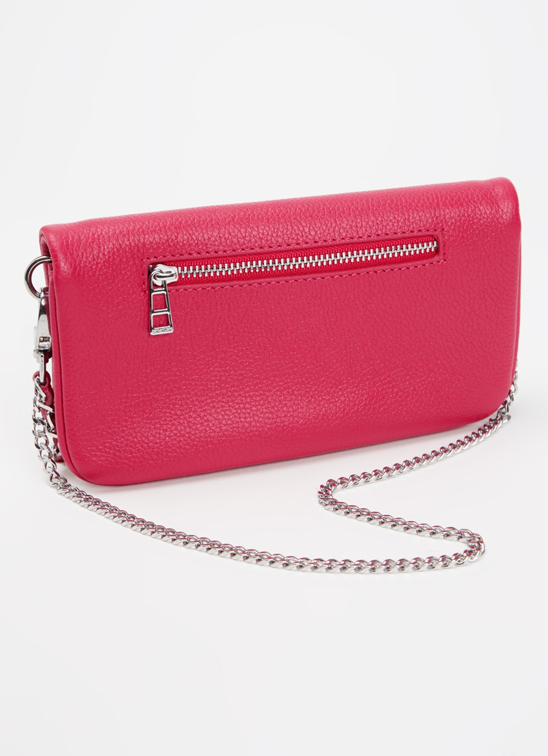Zadig&Voltaire Rock Nano clutch van leer met afneembare schouderriem - achterkant 5 donkerroze