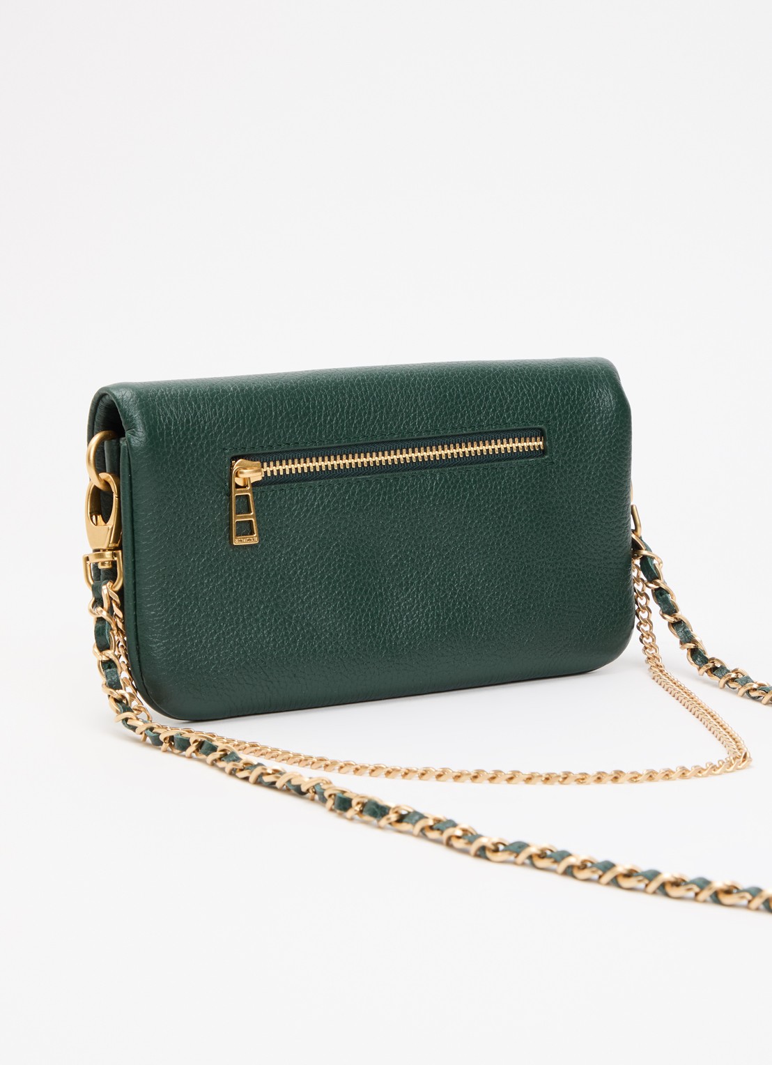 Zadig&Voltaire Rock Nano clutch van leer met afneembare schouderriem - achterkant groen