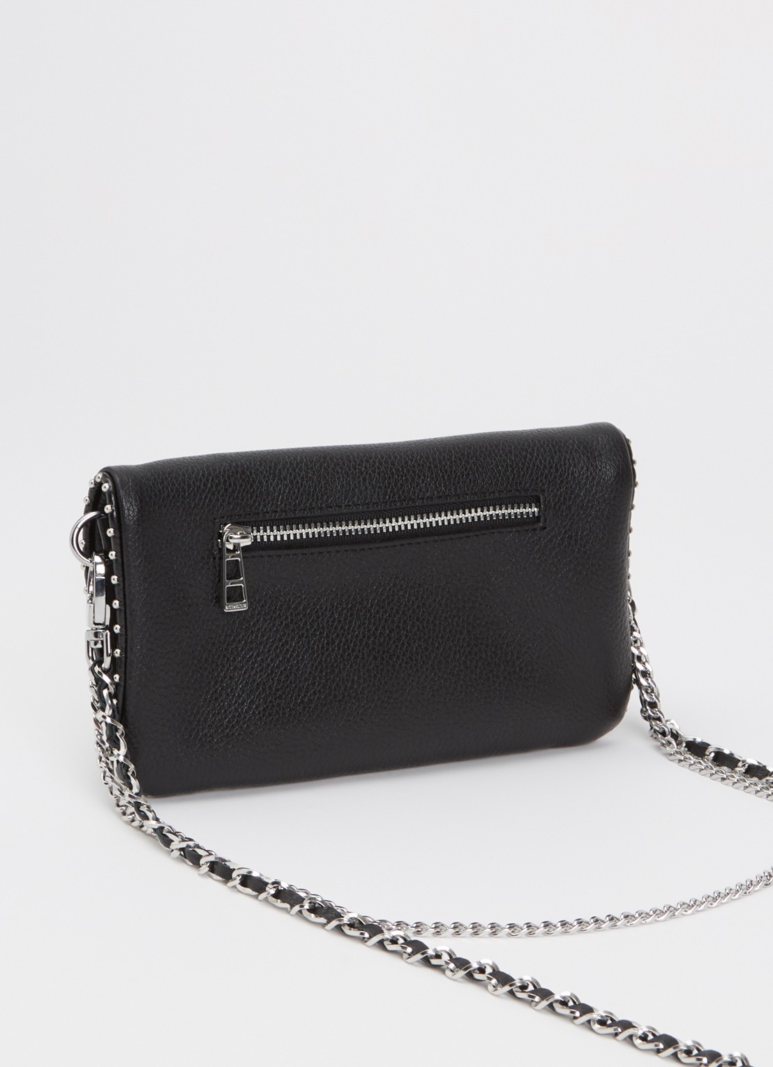 Zadig&Voltaire Rock Nano Grained clutch van leer met studs - achterkant 5 zwart